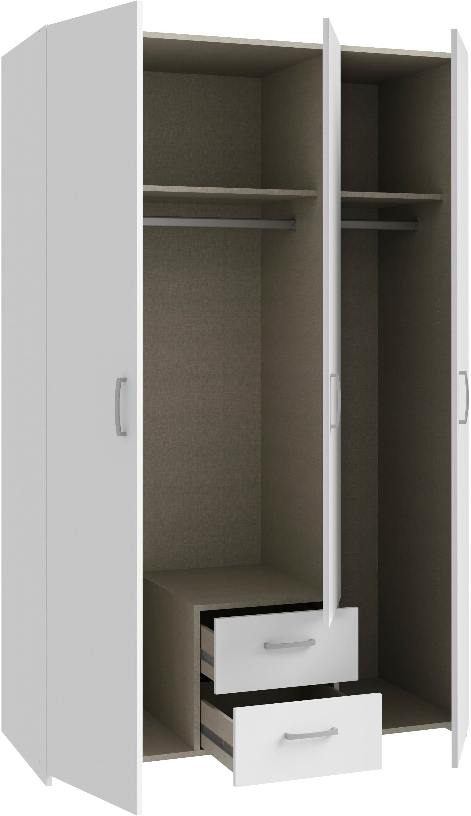 FORTE Drehtürenschrank »Econobox«, Drehtürenschrank, zeitloses Design mit alufarbigen Griffen.