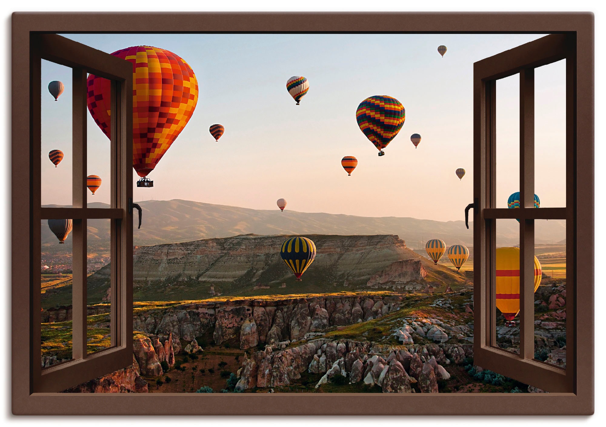 Artland Wandbild »Fensterblick Kappadokien Ballonfahrt«, Ballonfahren, (1 St.), als Leinwandbild, Poster, Wandaufkleber in verschied. Größen