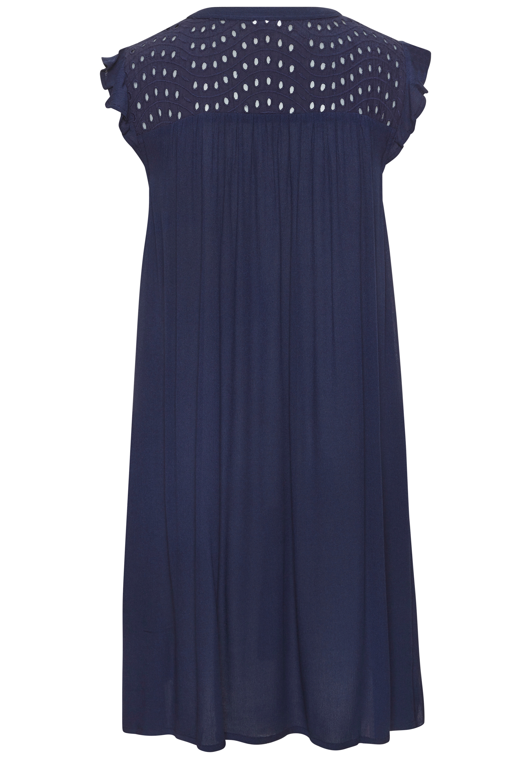 LASCANA Tunikakleid »aus gekreppter Viskose mit Spitzeneinsatz« Luftiges Strandkleid, Blusenkleid, Beach Cover-up, leicht transparent