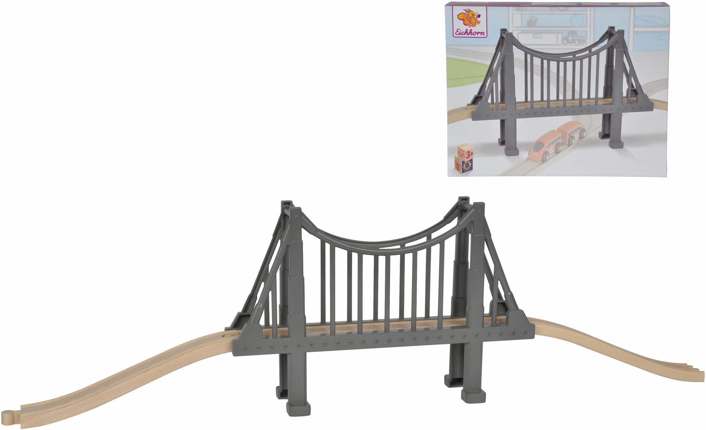 Eichhorn Spielzeugeisenbahn-Brücke »Schienenbahnset Hängebrücke, 3-tlg.«, Made in Europe, FSC®-Holz aus gewissenhaft bewirtschafteten Wäldern