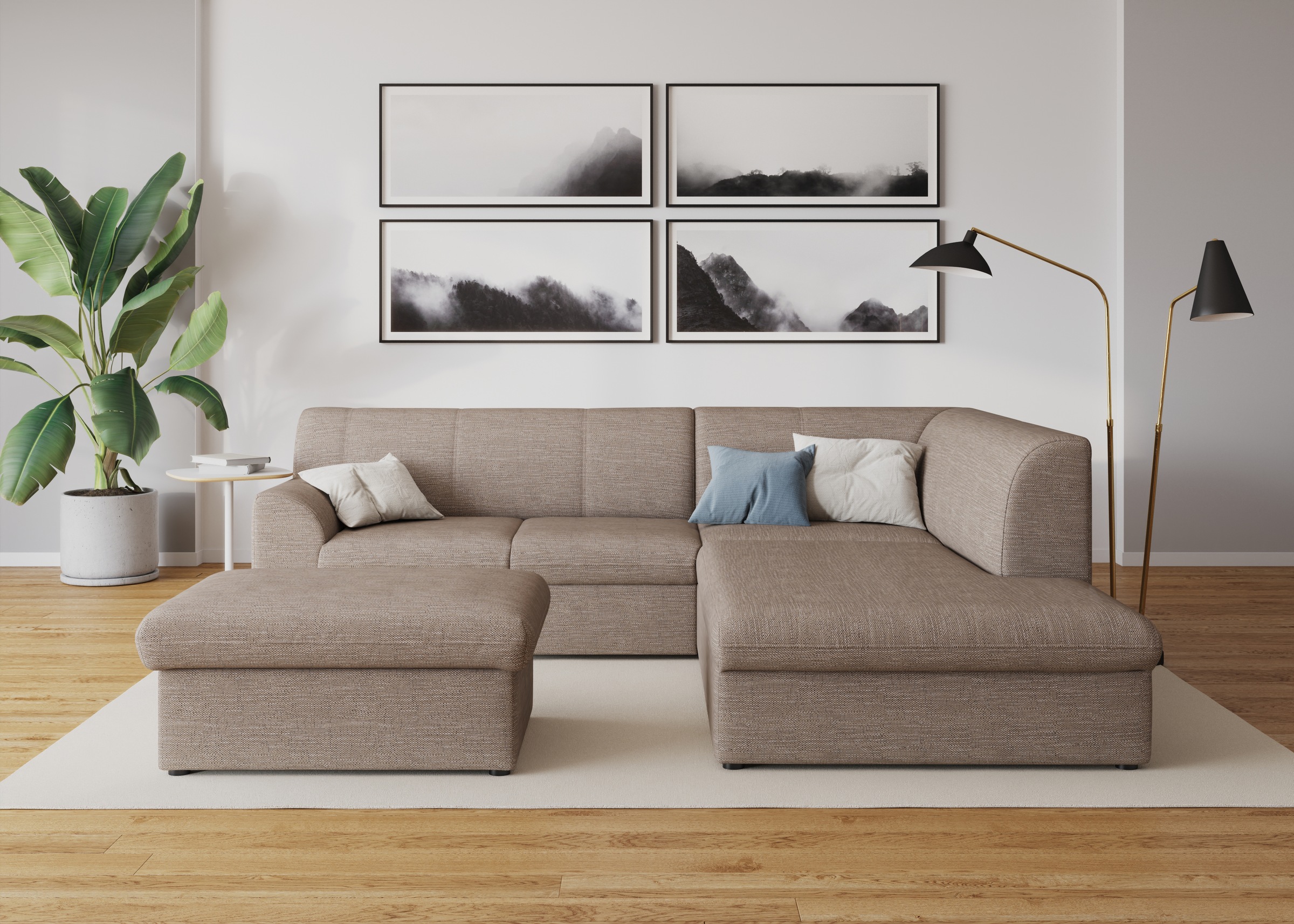 DOMO collection Ecksofa »Topper zeitlos elegant, kompakte Stellmaße, OTTOs Choice, L-Form«, mit Ottomane, wahlweise mit Schlaffunktion