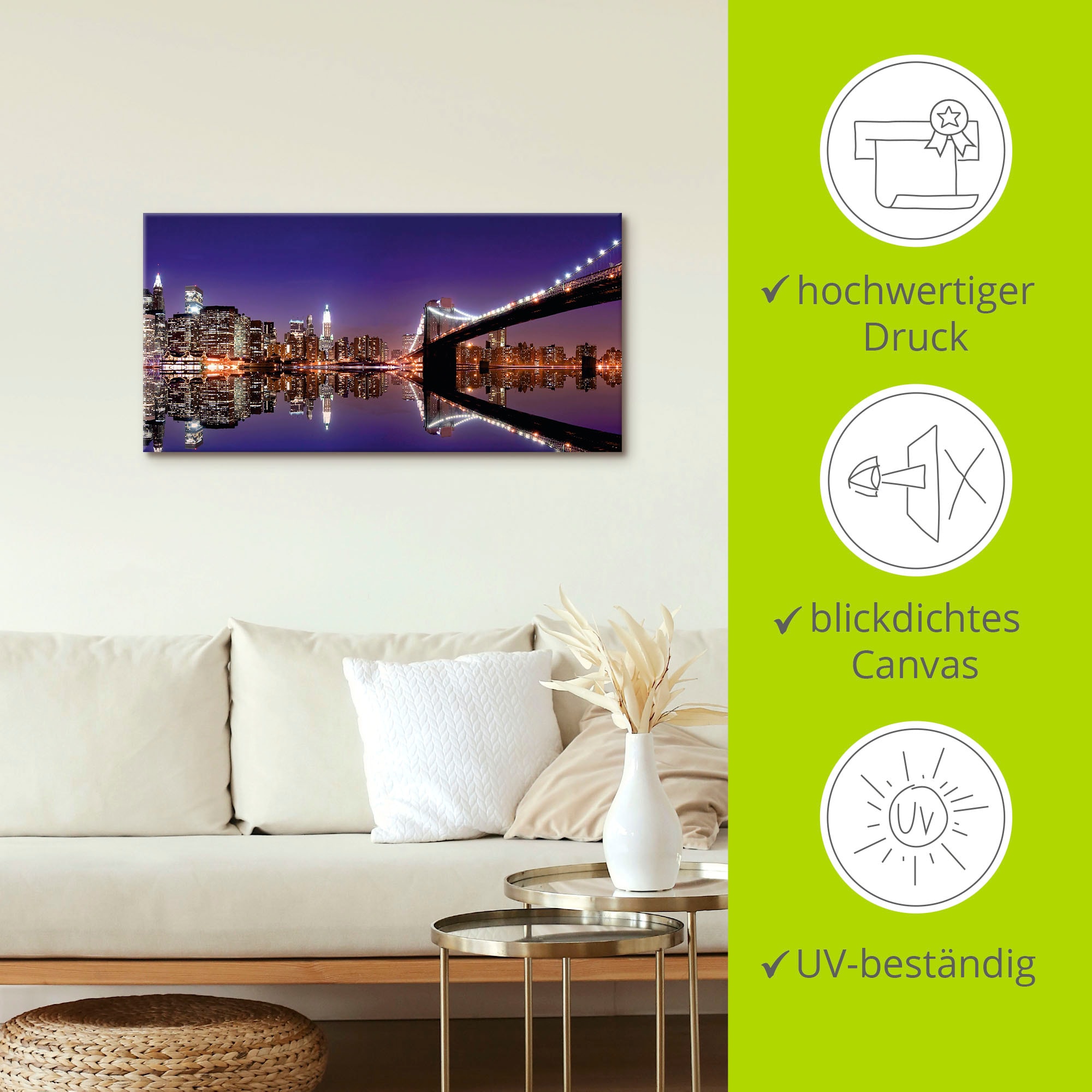 Artland Leinwandbild »New York Skyline«, Amerika, (1 St.), auf Keilrahmen gespannt