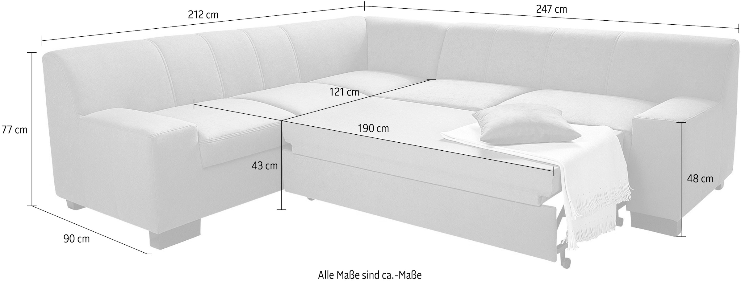 DOMO collection Ecksofa »Norma Top, elegant und modern, flache Armlehnen, L-Form«, wahlweise mit Bettfunktion