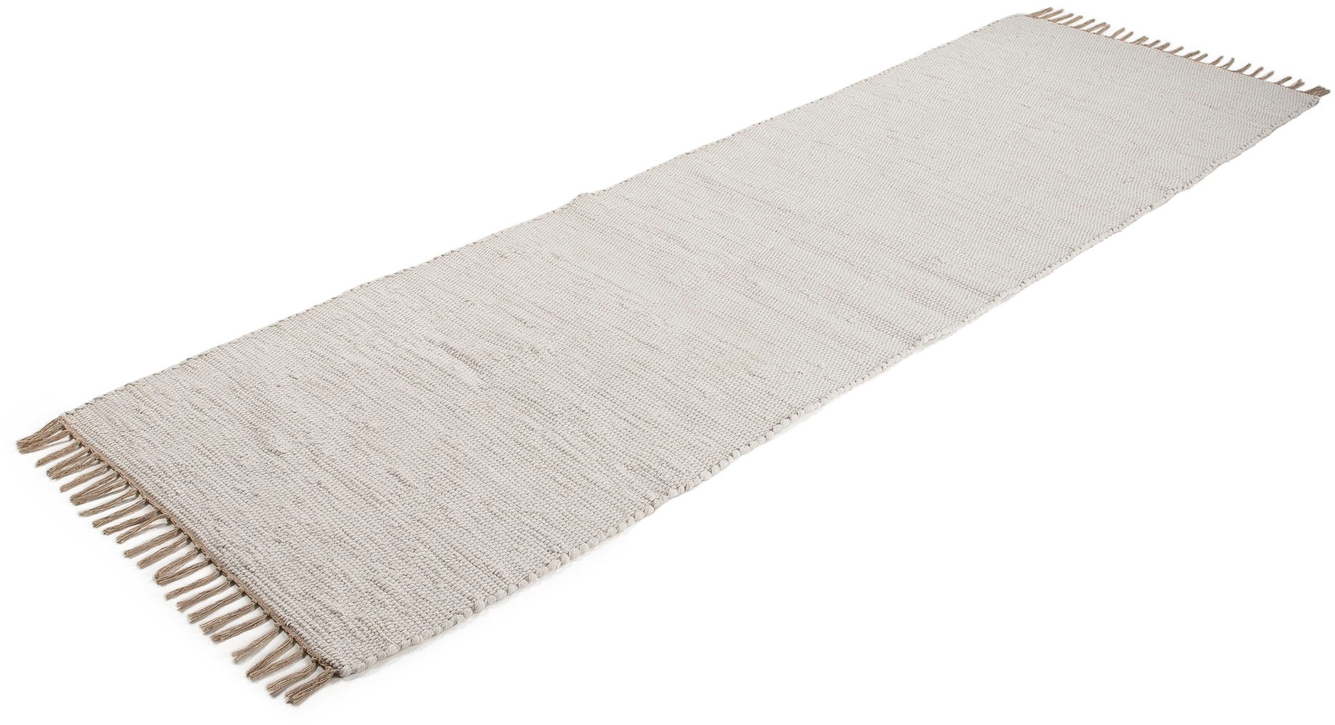 carpetfine Teppich »Kelim Chindi uni«, rechteckig, 5 mm Höhe, Wendeteppich, reine Baumwolle, handgewebt, Uni-Farben, mit Fransen