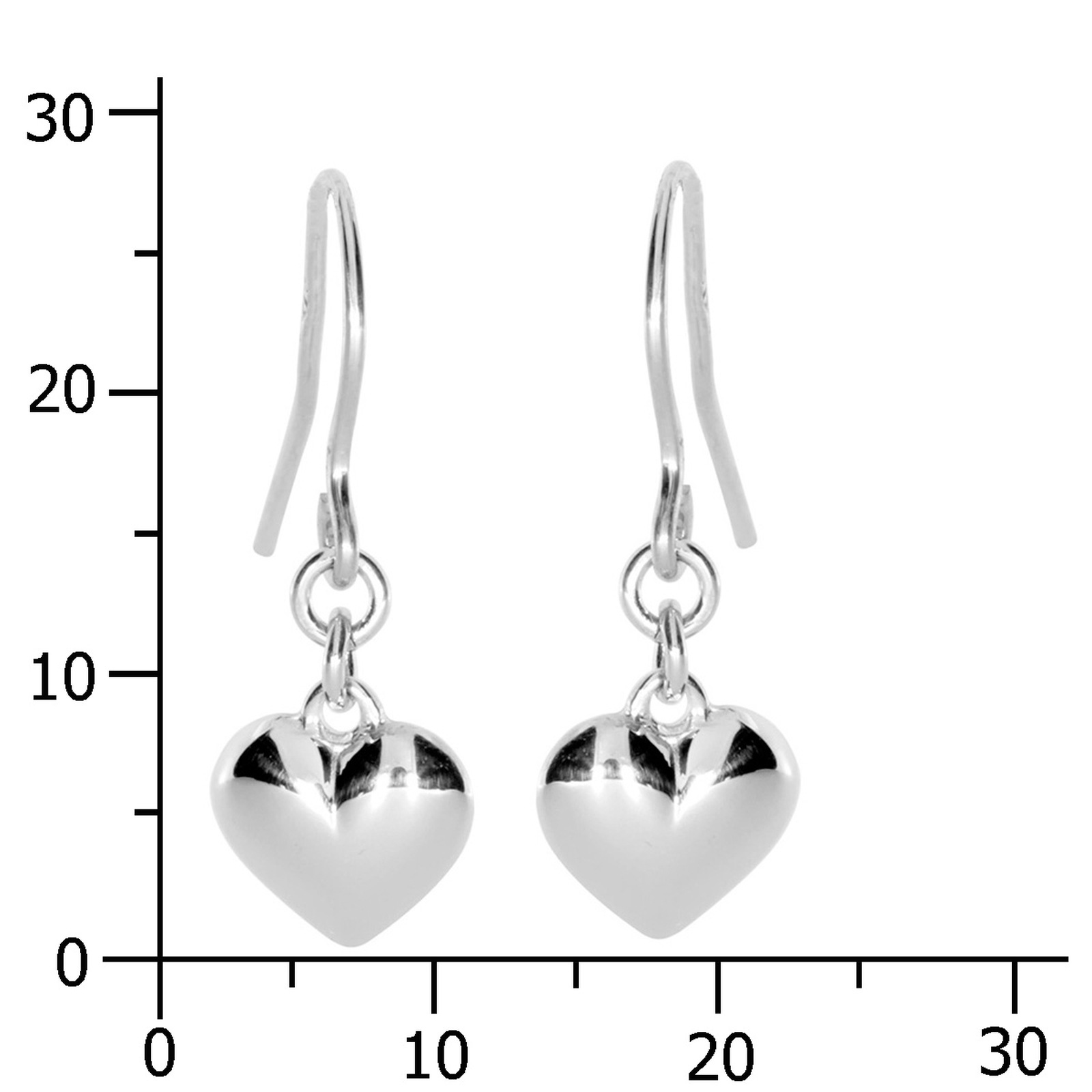 OSTSEE-SCHMUCK Paar Ohrhänger »- Herz 9 mm - Silber 925/000 -,«