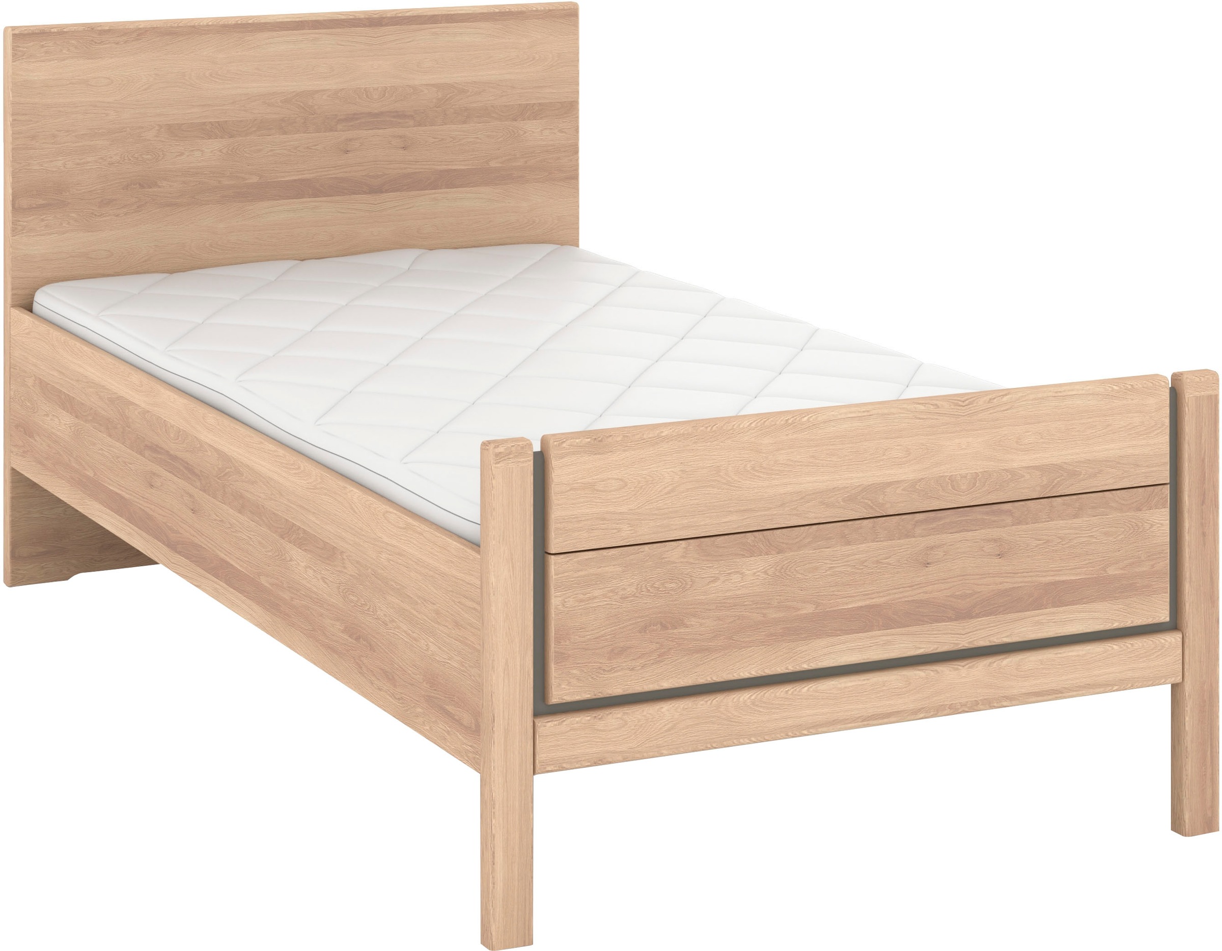 Musterring Holzbett »Sorrent, Bettgestell, Bettrahmen, teilmassiv Eiche« MADE IN GERMANY,  Eiche teilmassiv, Liegehöhenverstellung, Stollenfußteil