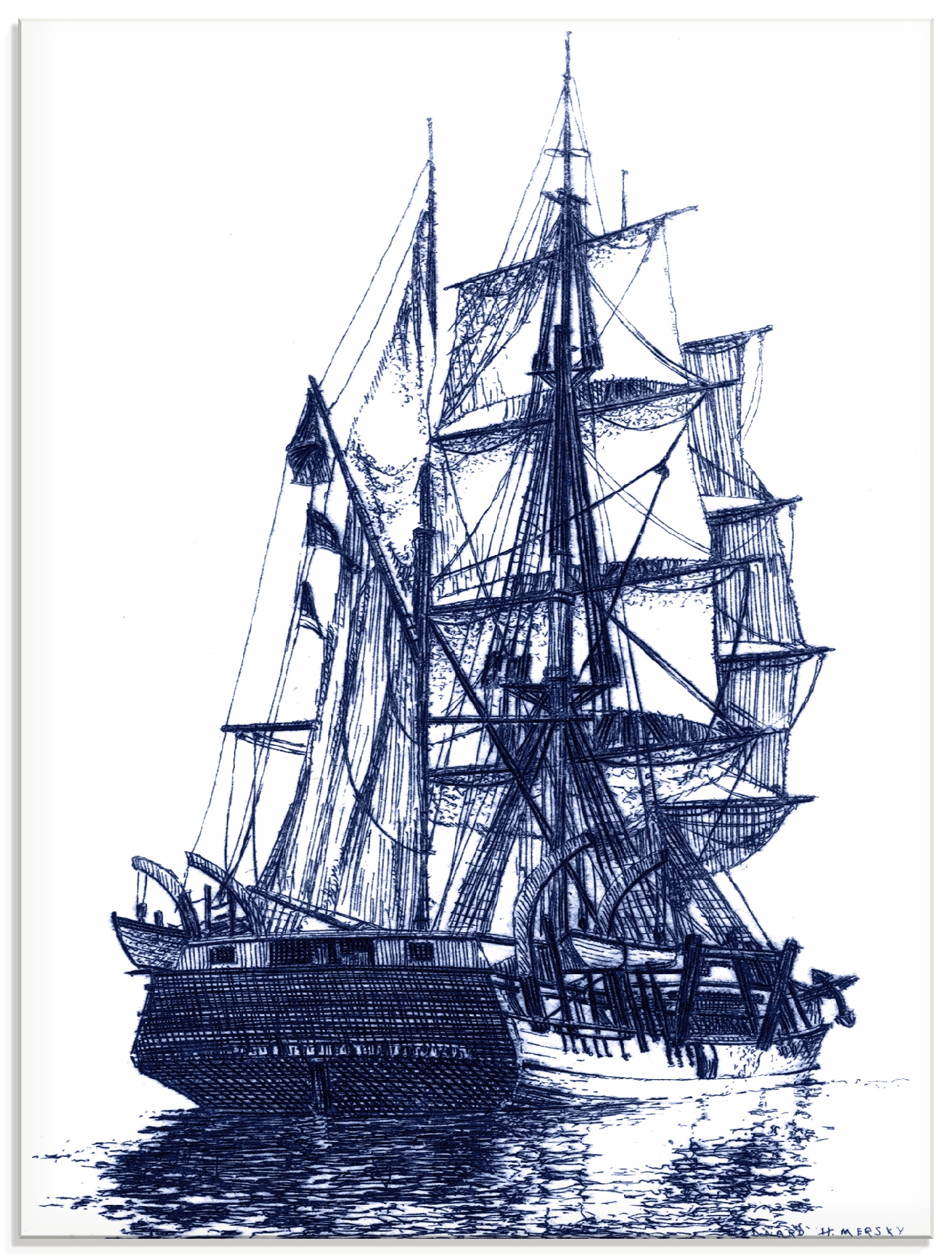 Boote I«, in & Schiffe, blau Schiff (1 St.), OTTO »Antikes bei Glasbild Größen in verschiedenen Artland