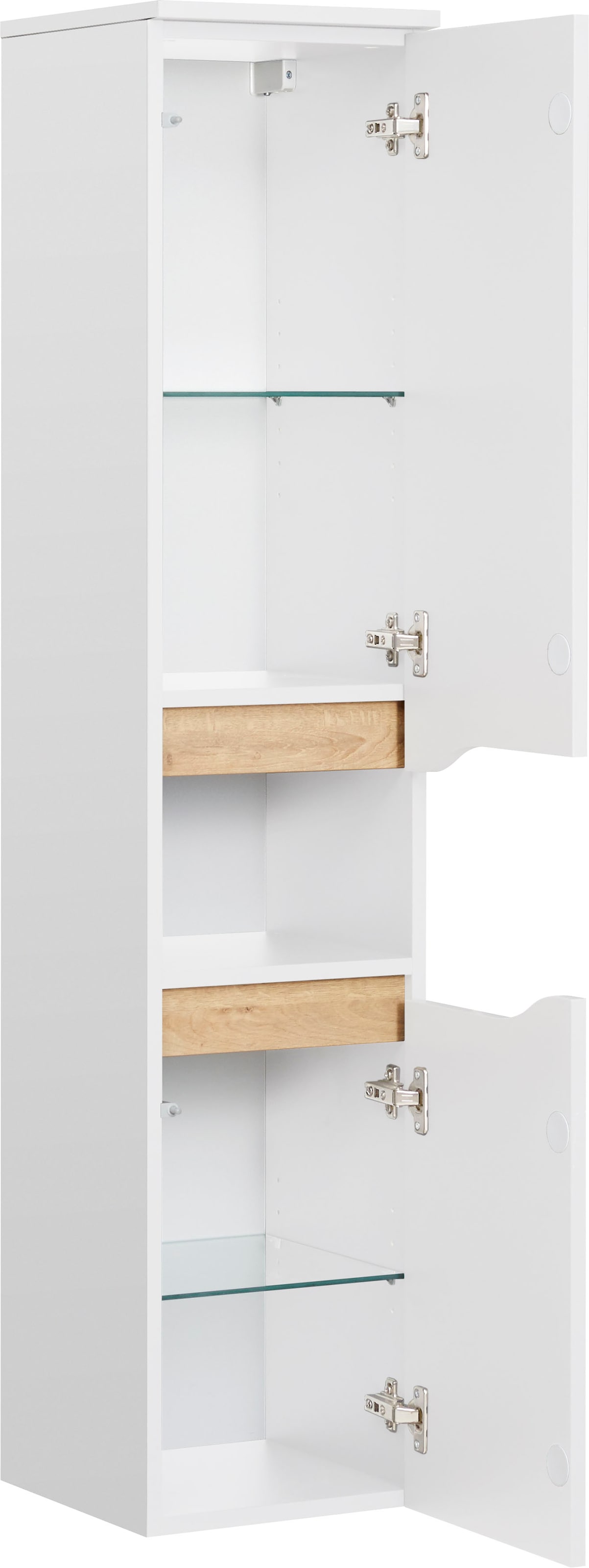 Saphir Badmöbel-Set »Quickset 5-teilig, Waschbeckenunterschrank mit LED-Spiegelschrank«, (11 St.), Unterschrank, Hängeschrank, Midischrank, inkl. Türdämpfer, 9 Türen