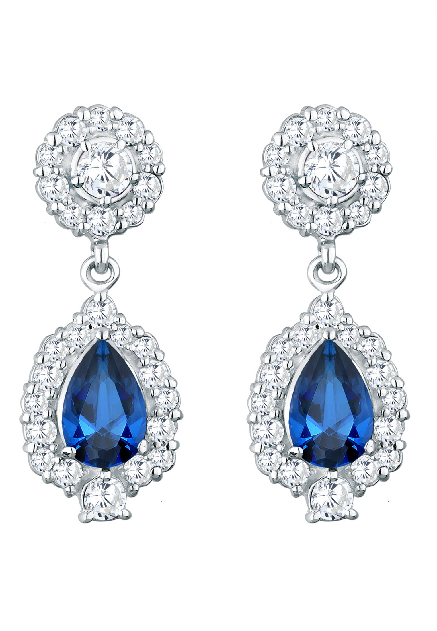 Elli Premium Paar Ohrhänger »Ohrringe Elli PREMIUM Ohrringe Tropfen Saphir Zirkonia Glamour Elegant 925 Silber«