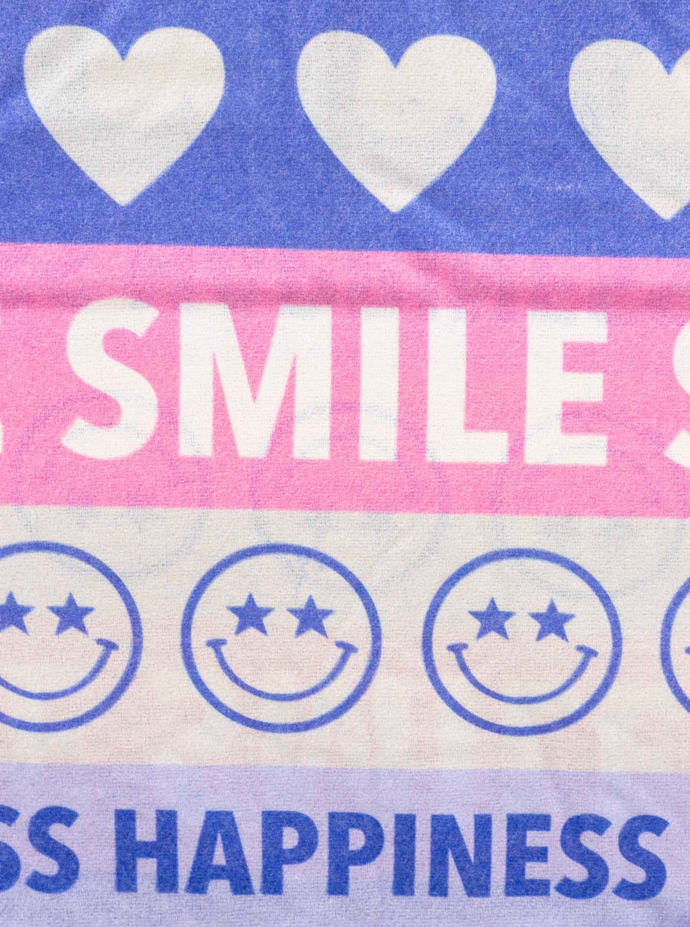 Zwillingsherz Schal »"Smile and Hearts"« mit Fransen, fröhlichem Schriftzug, Herzen