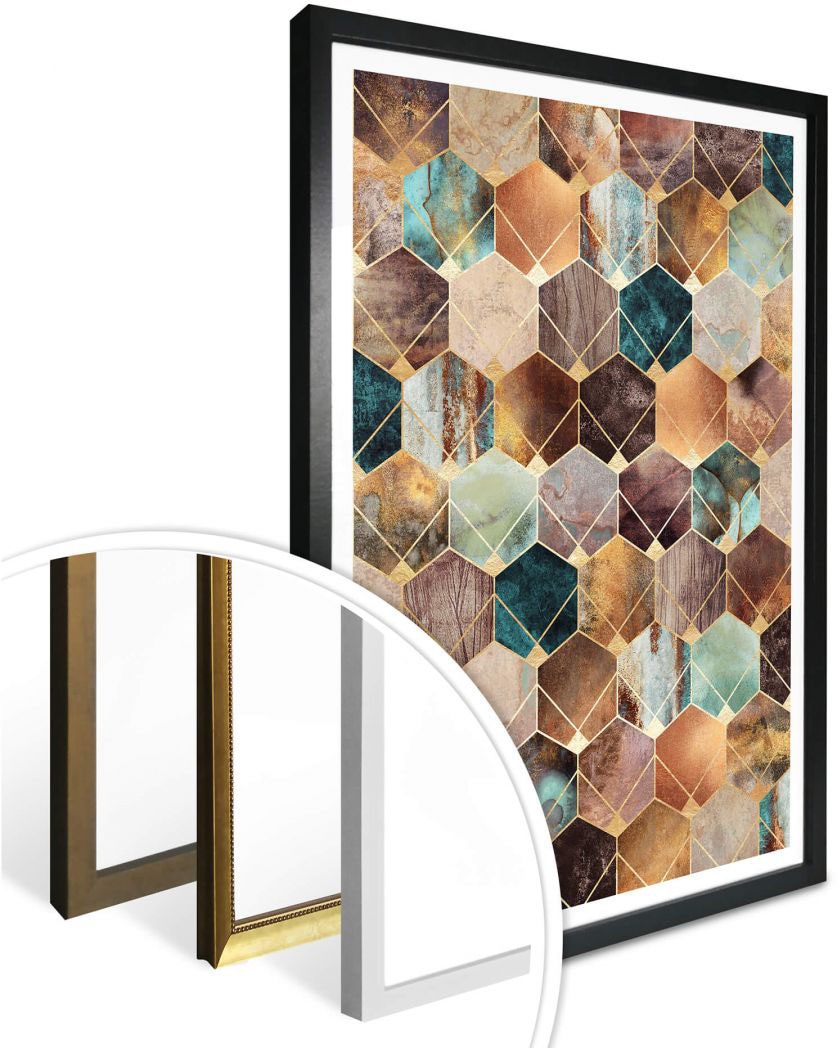 Wall-Art Poster »Hexagone Gold Kupfer«, Schriftzug, (1 St.) im OTTO Online  Shop
