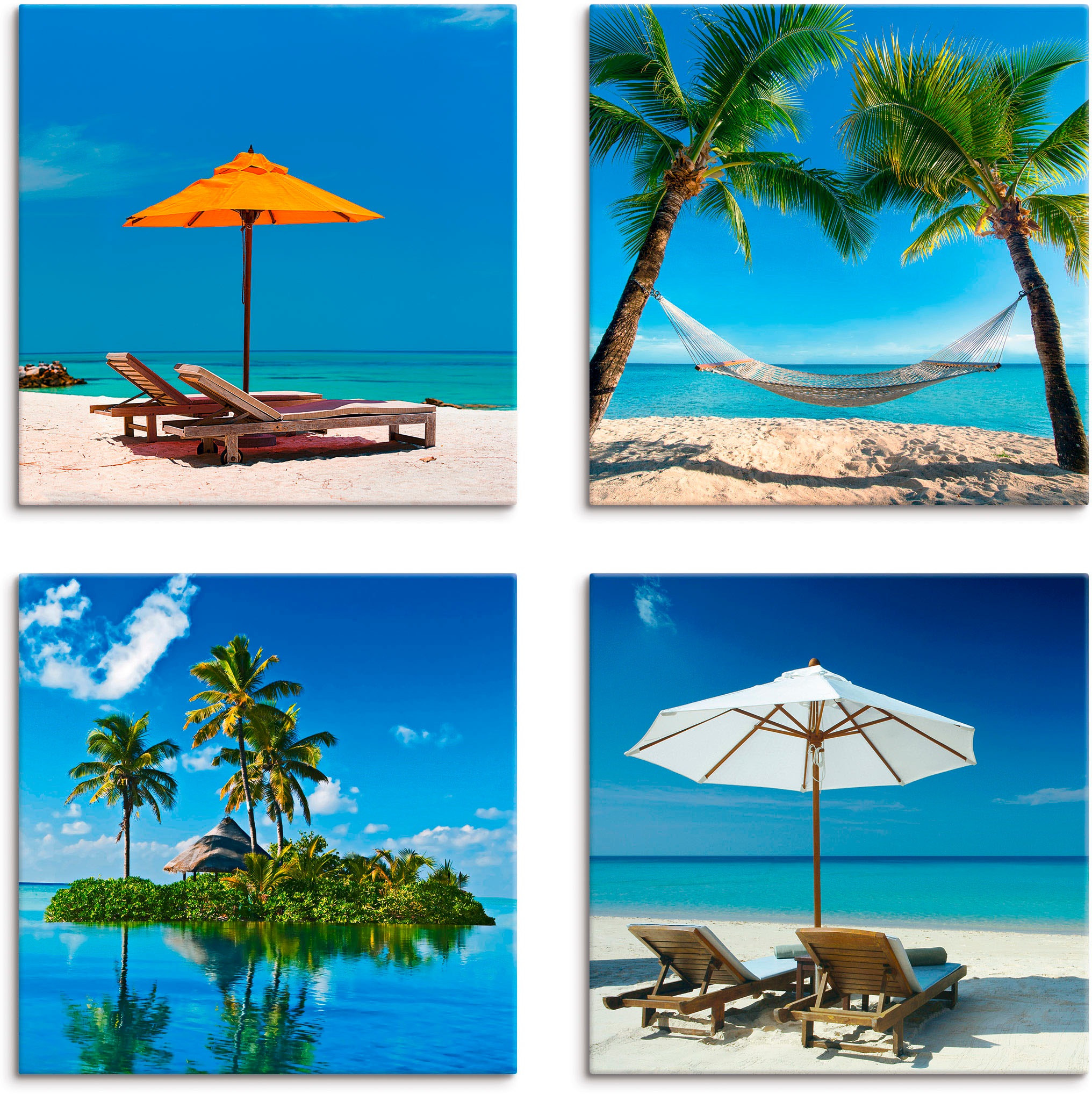 Artland Leinwandbild »Tropisches Paradies«, Strand, (4 St.)