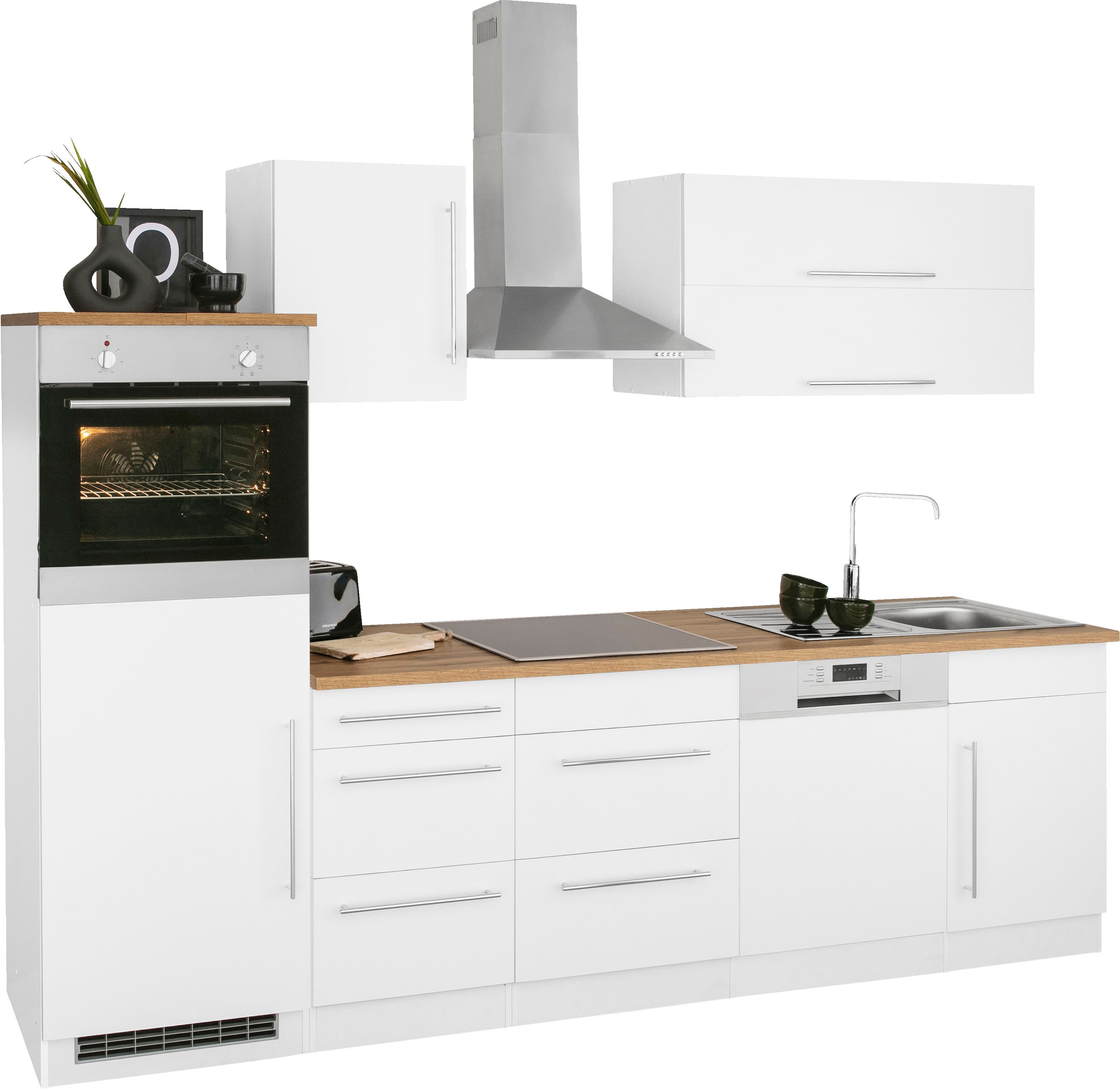 KOCHSTATION Küchenzeile »KS-Samos« Breite 280 cm, wahlweise mit E-Geräten und Induktionskochfeld
