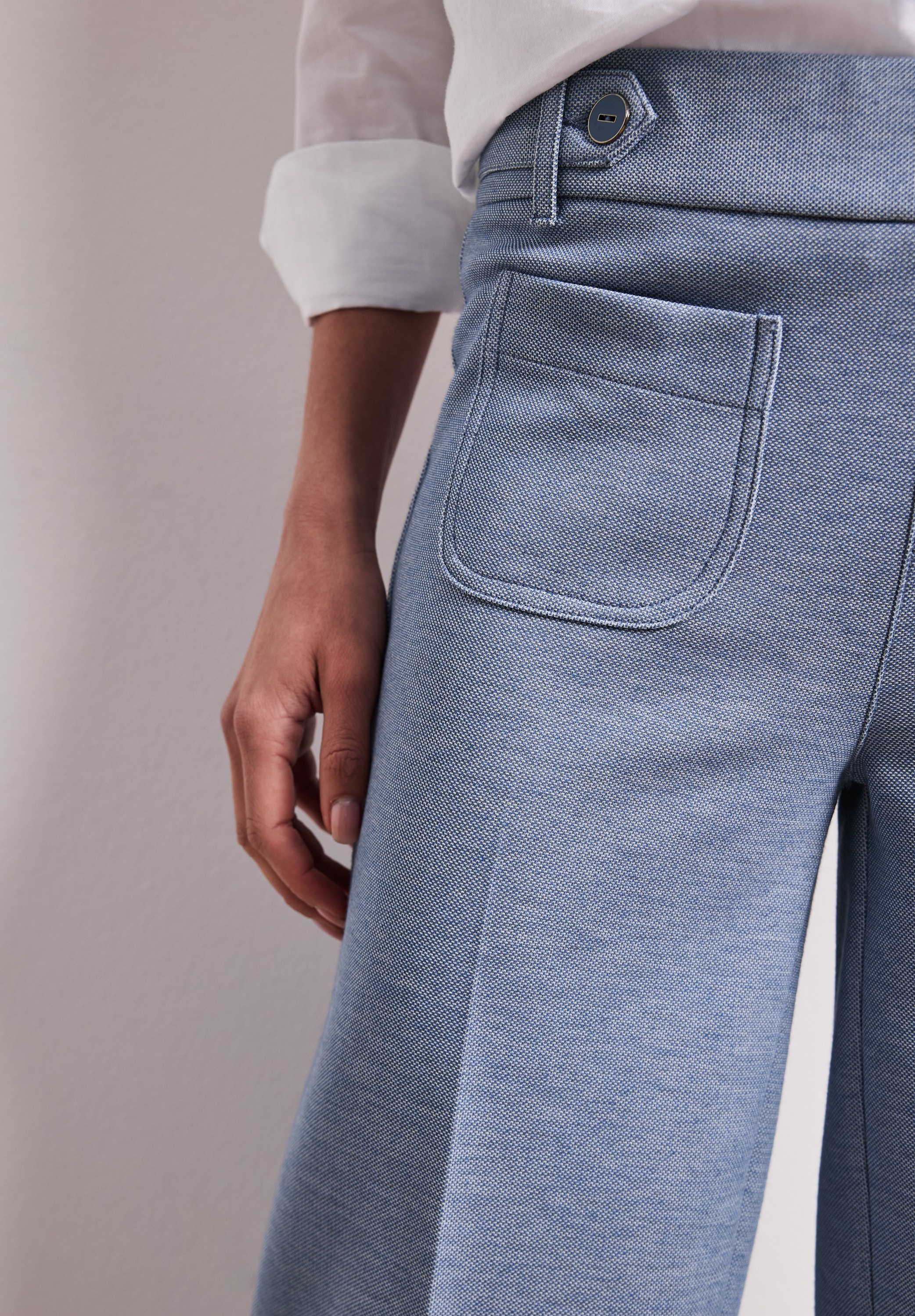 STREET ONE Stoffhose  Wide Leg Hose mit Knopf-Details