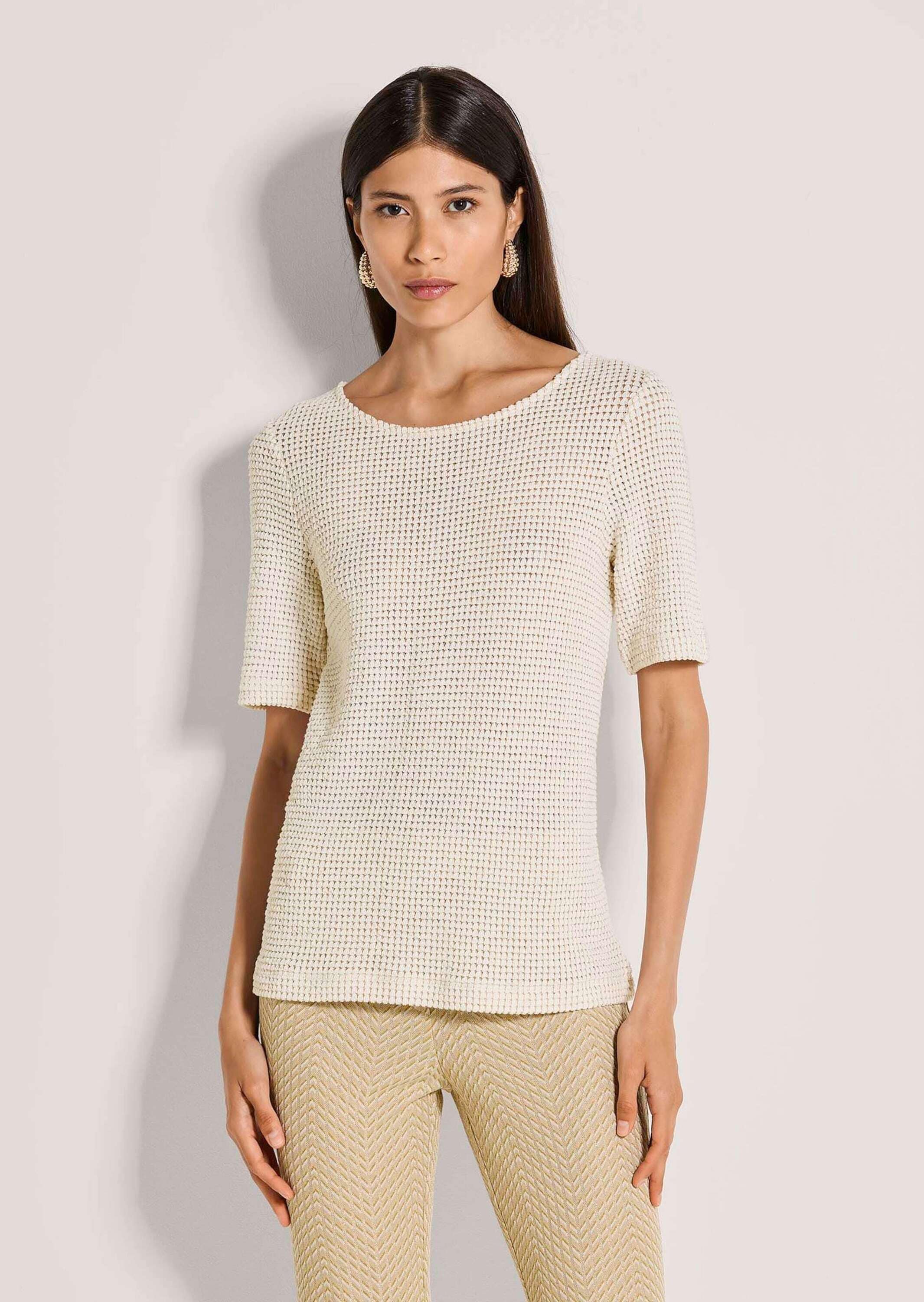 MADELEINE Kurzarmshirt »Shirt Sommershirt mit Halbarm, Rundhals« Waffelartige Struktur