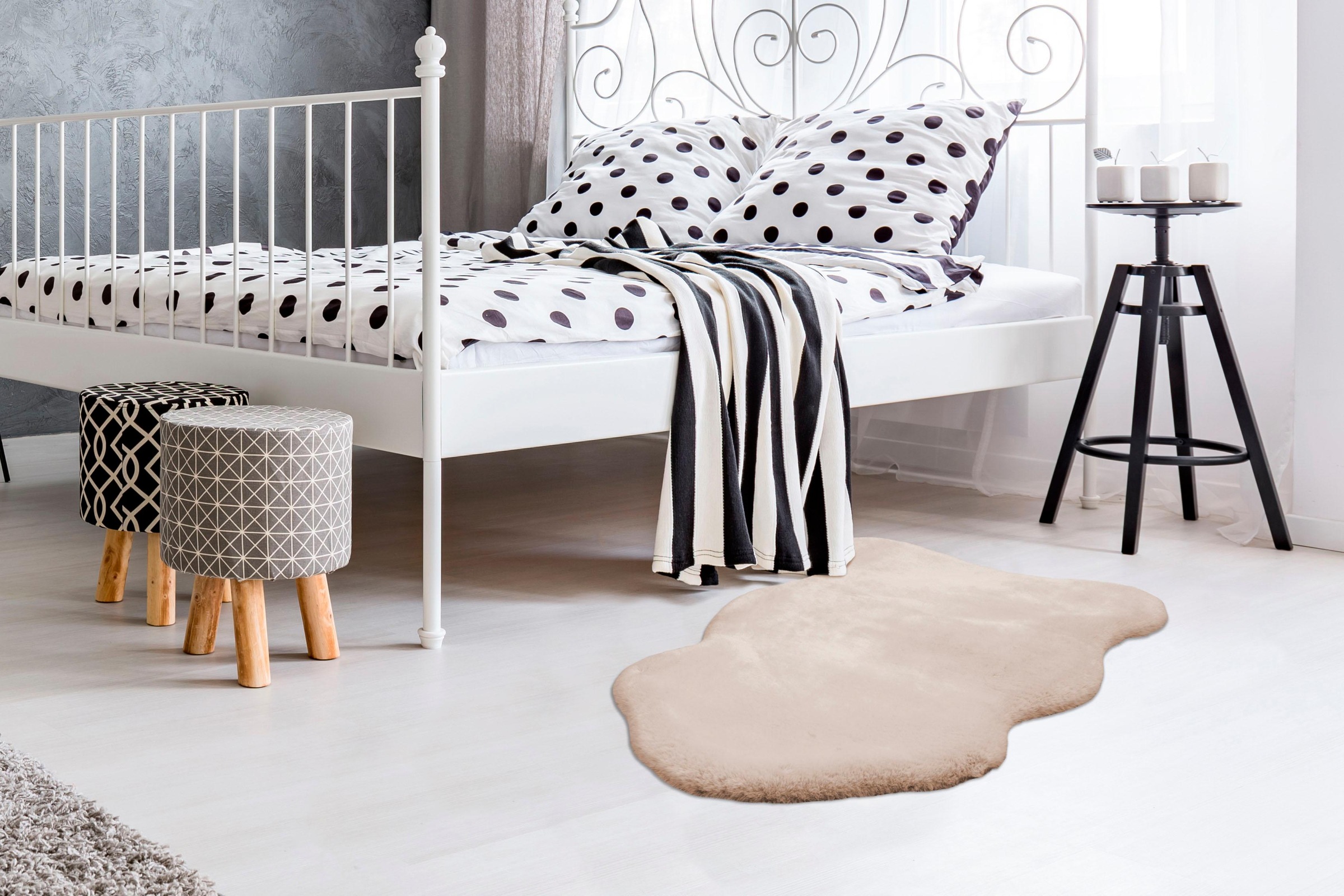 Arte Espina Fellteppich »Rabbit 200«, fellförmig, 35 mm Höhe, Kunstfell, Kannichenfell Haptik, weich, Wohnzimmer alle Räume,Hochflor