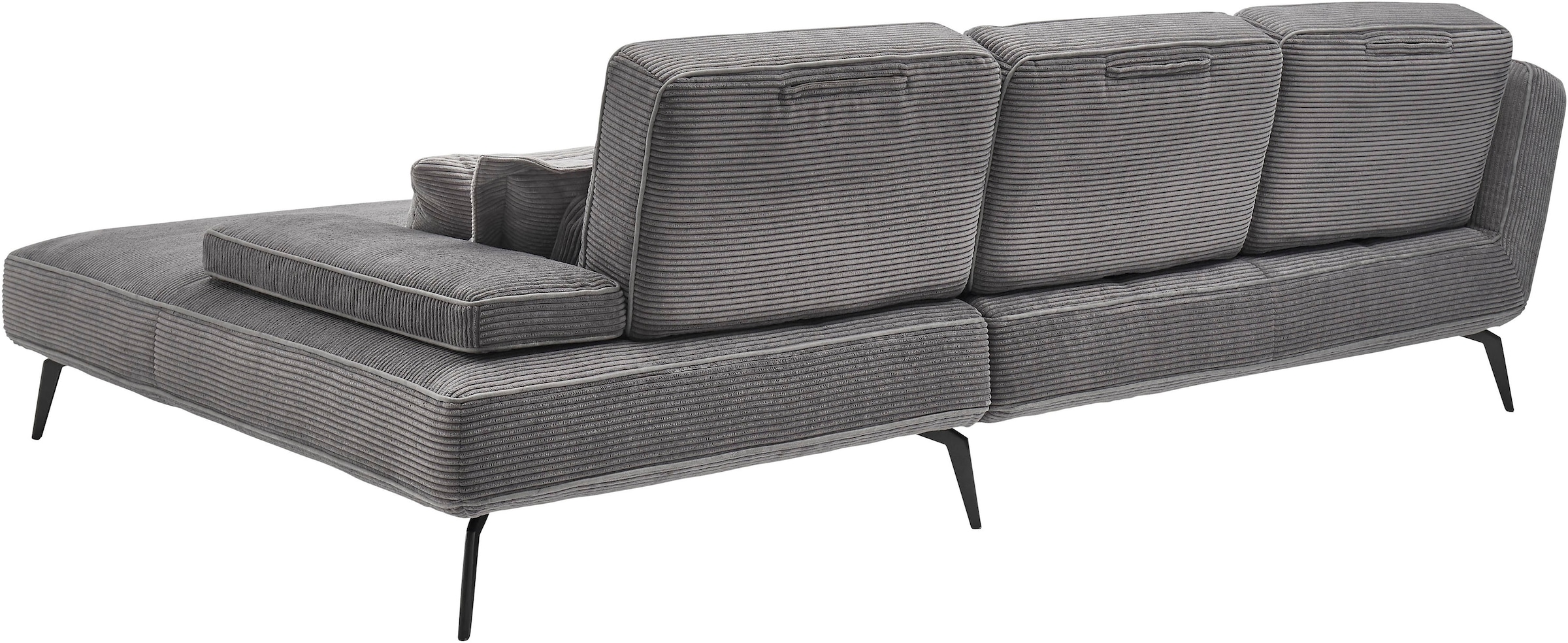 set one by Musterring Ecksofa »SO 4500, Füße schwarz matt, inkl Schwenkrückenfunktion, Cord, L-Form«, wahlweise mit Kopfstütze/Armteilverstellung/Rückenneigung
