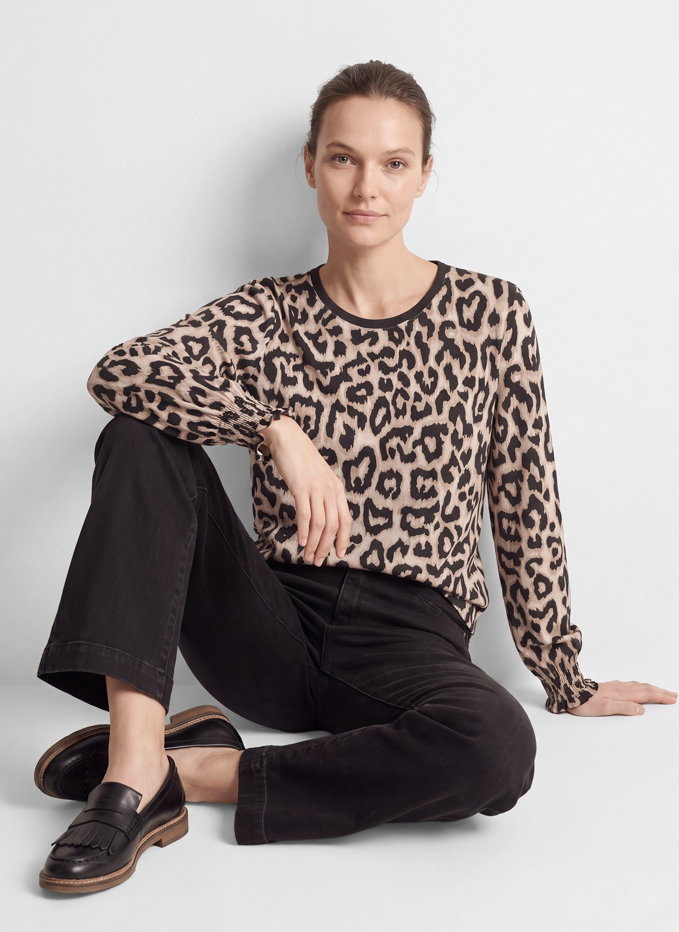 Rabe Langarmshirt mit Leo-Print
