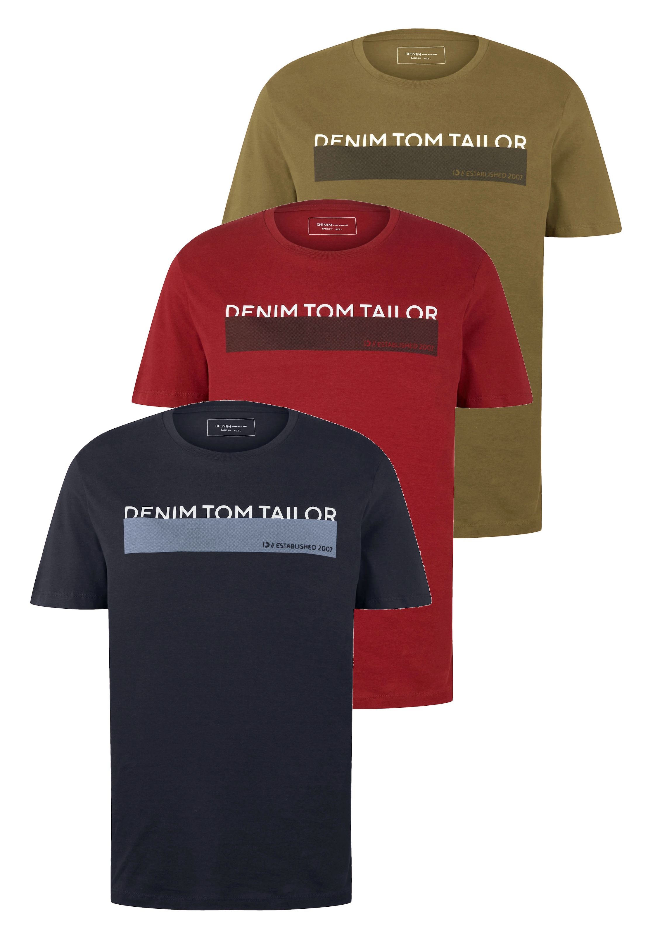 T-Shirt, (Packung, 3 tlg.), in verschiedenen Farben