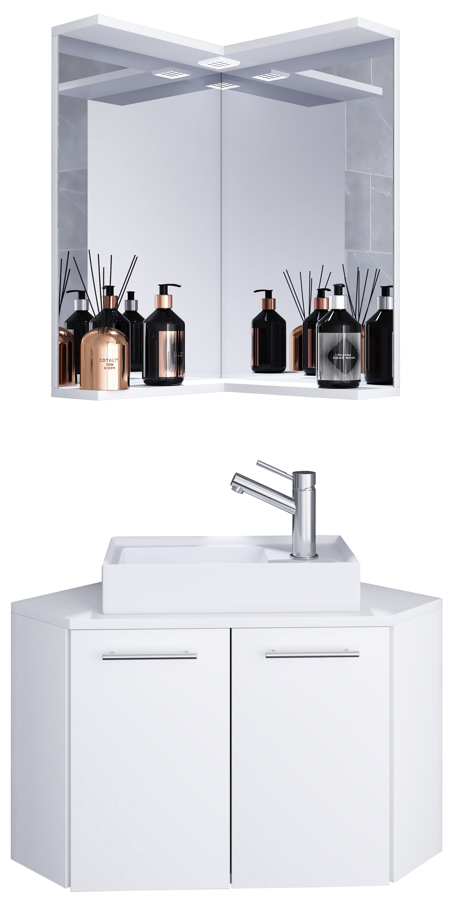 VCM Waschbeckenunterschrank »VCM 3-tlg Set | Waschplatz für Gäste WC | Gästebad | Waschtisch | Eckschrank | Badezimmer Set ¿ Vilosa«, (3 St.)