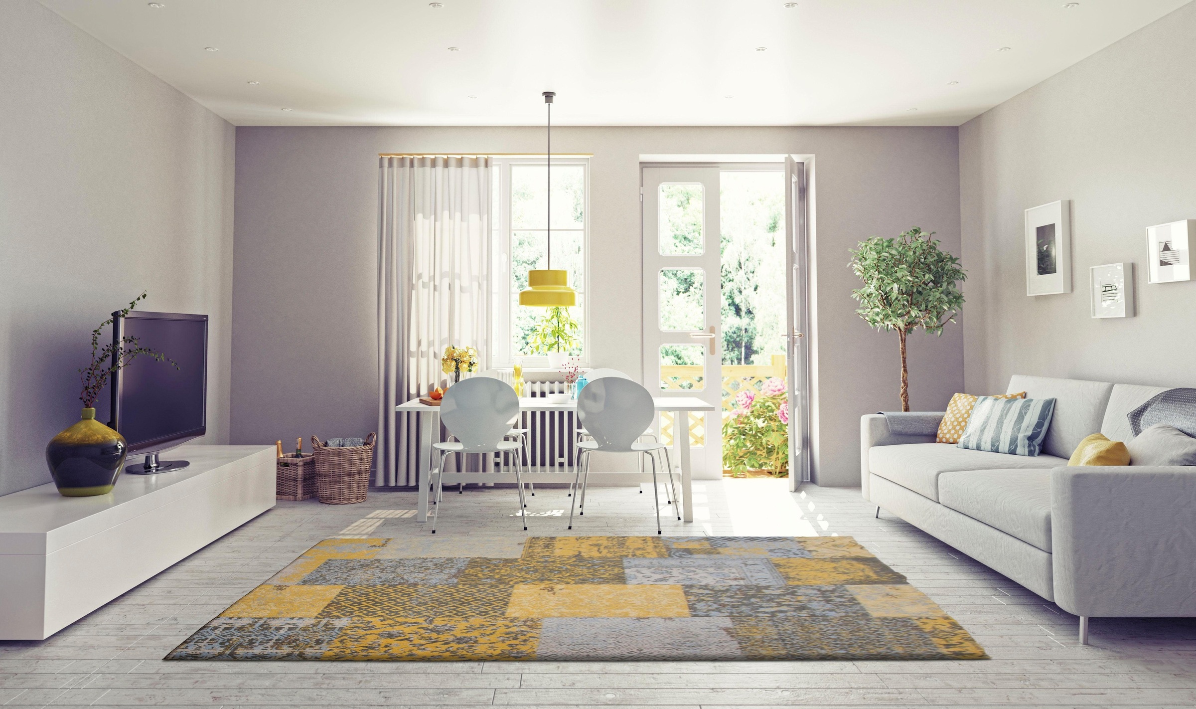 my home Teppich »Ella«, rechteckig, 10 mm Höhe, Vintage Design, Wohnzimmer