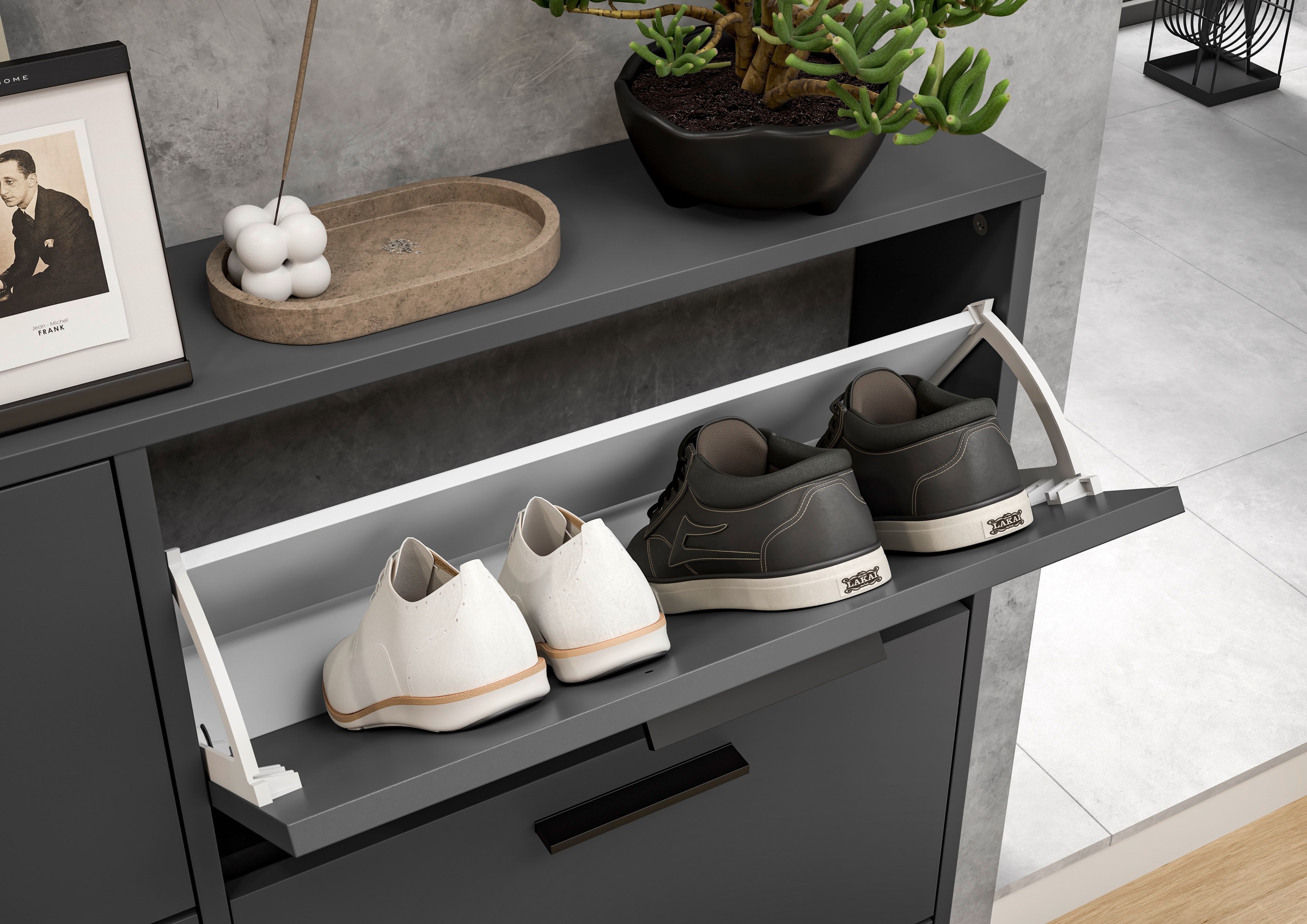 HBZ Schuhkommode »Sam Schuhkipper, Schuhschrank BxHxT 116x103x17 cm«, (1 St.), mit 6 Klappen
