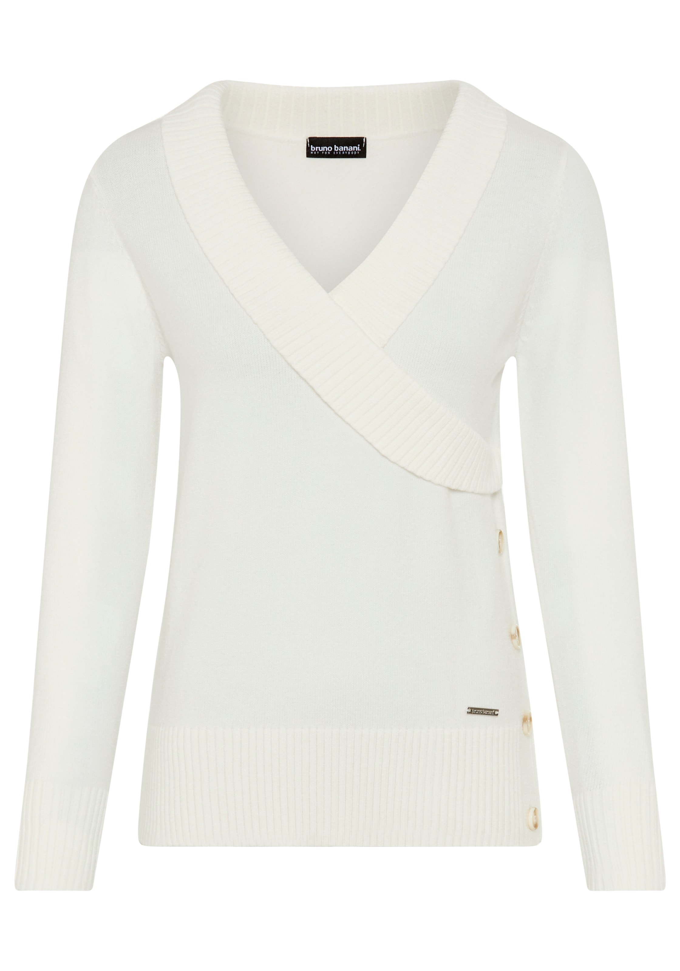 Bruno Banani Schalkragenpullover, Wickel-Optik mit Zierknöpfen - NEUE KOLLEKTION