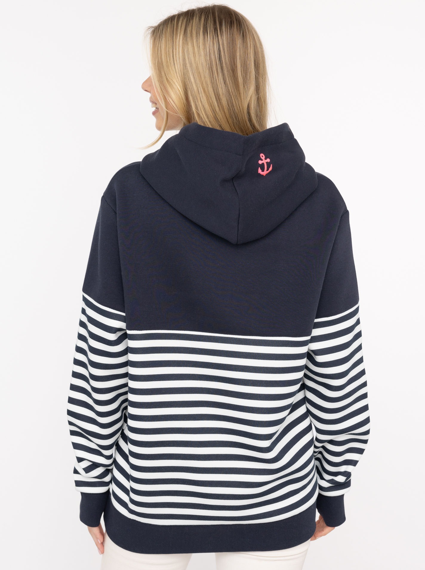 Zwillingsherz Hoodie »"Moin Streifen"«, mit Moin und Anker Stickerei und bedruckter Kordel, gestreift