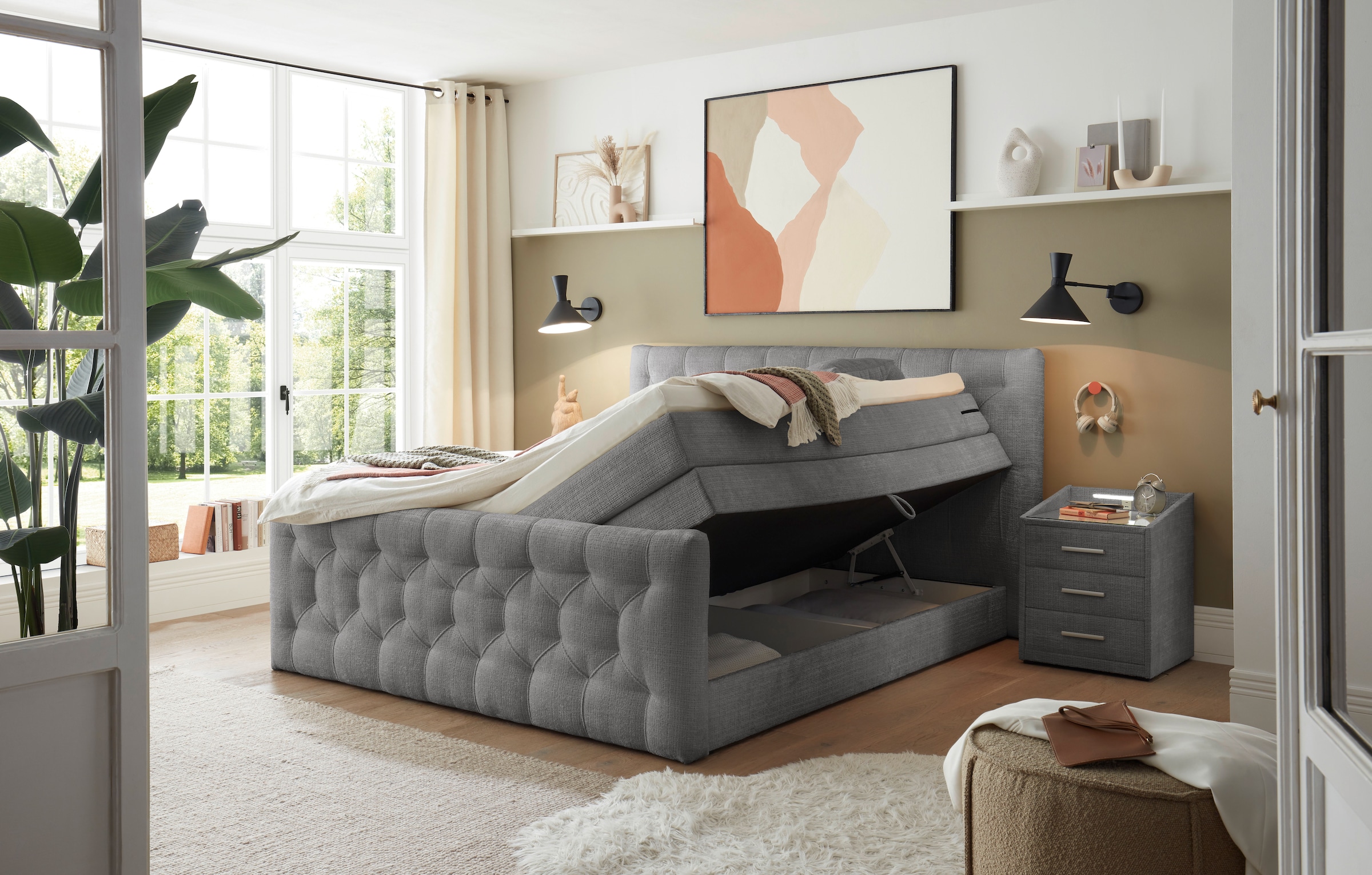 ED EXCITING DESIGN Boxspringbett »"Cashfield", OTTOs Choice! Topseller inkl. zwei Bettkästen & Topper«, erhältlich in den Größen 160x200cm und 180x200cm