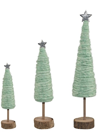 Creativ deco Dekobaum »Weihnachtsdeko«, (Set, 3 St.), aus Holz und Wolle, Höhe 25 / 33... kaufen
