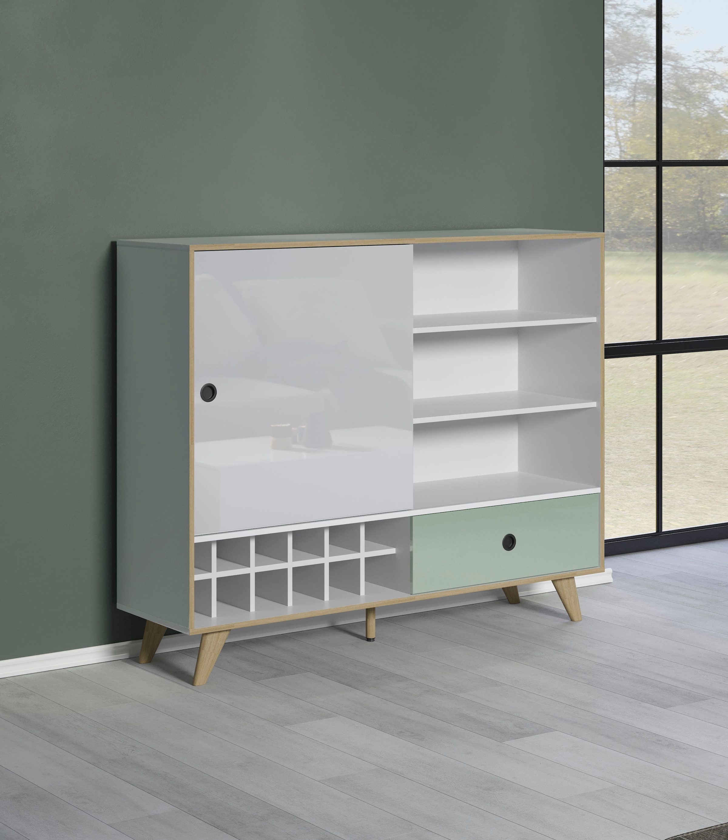 INTER-FURN Highboard »Adelaide«, Integriertes Weinregal