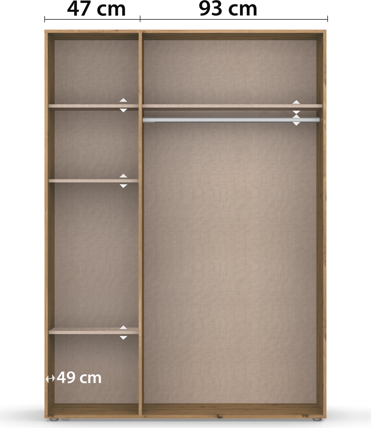 rauch Drehtürenschrank »Kleiderschrank Schrank Garderobe Wäscheschrank NAGATA viel Stauraum«, (in 3 verschiedenen Ausstattungen BASIC/CLASSIC/PREMIUM), mit modernen Stangengriffen in Graumetallic TOPSELLER MADE IN GERMANY