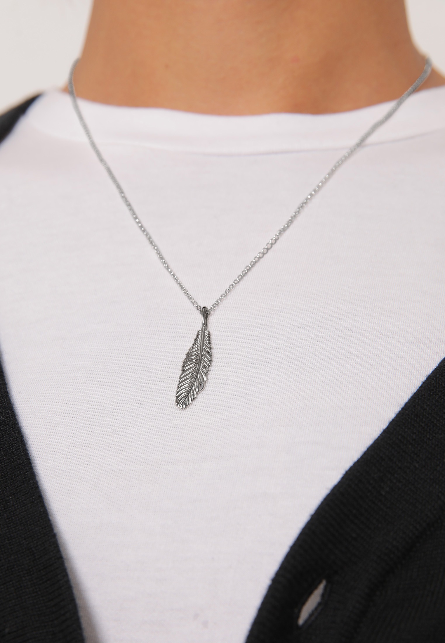 Kuzzoi Kette mit Anhänger »Halskette Herren Feder Vogel 925 Silber«