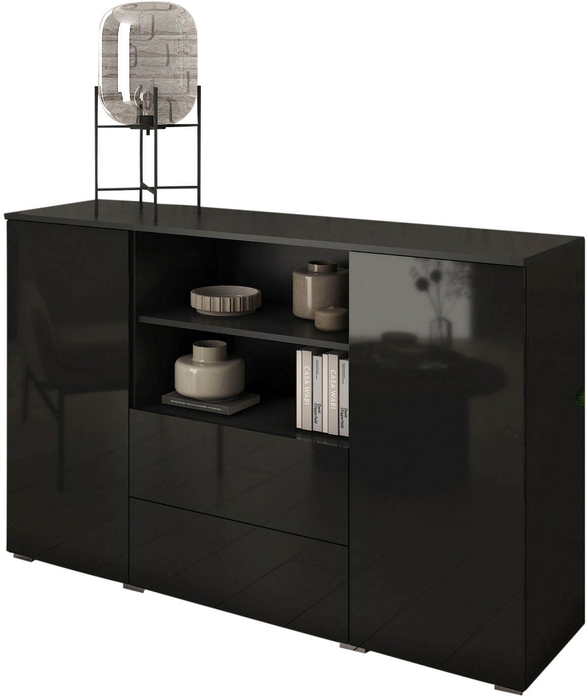 INOSIGN Sideboard »PARIS«, (1 St.), Moderne 140cm breite grifflose Kommode, vielseitig einsetzbar