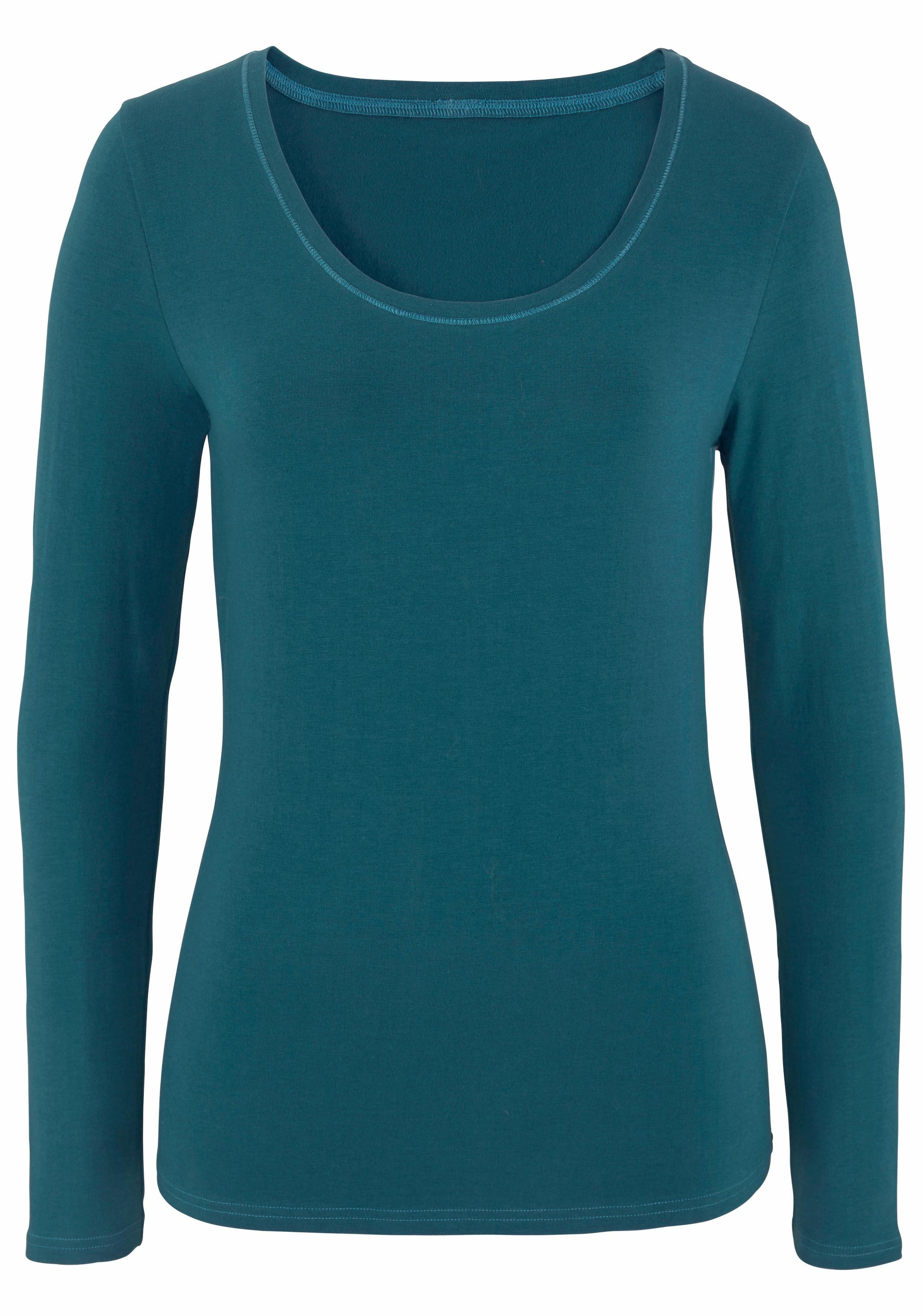 Vivance Langarmshirt »aus elastischer Baumwoll-Qualität«, (2er-Pack)
