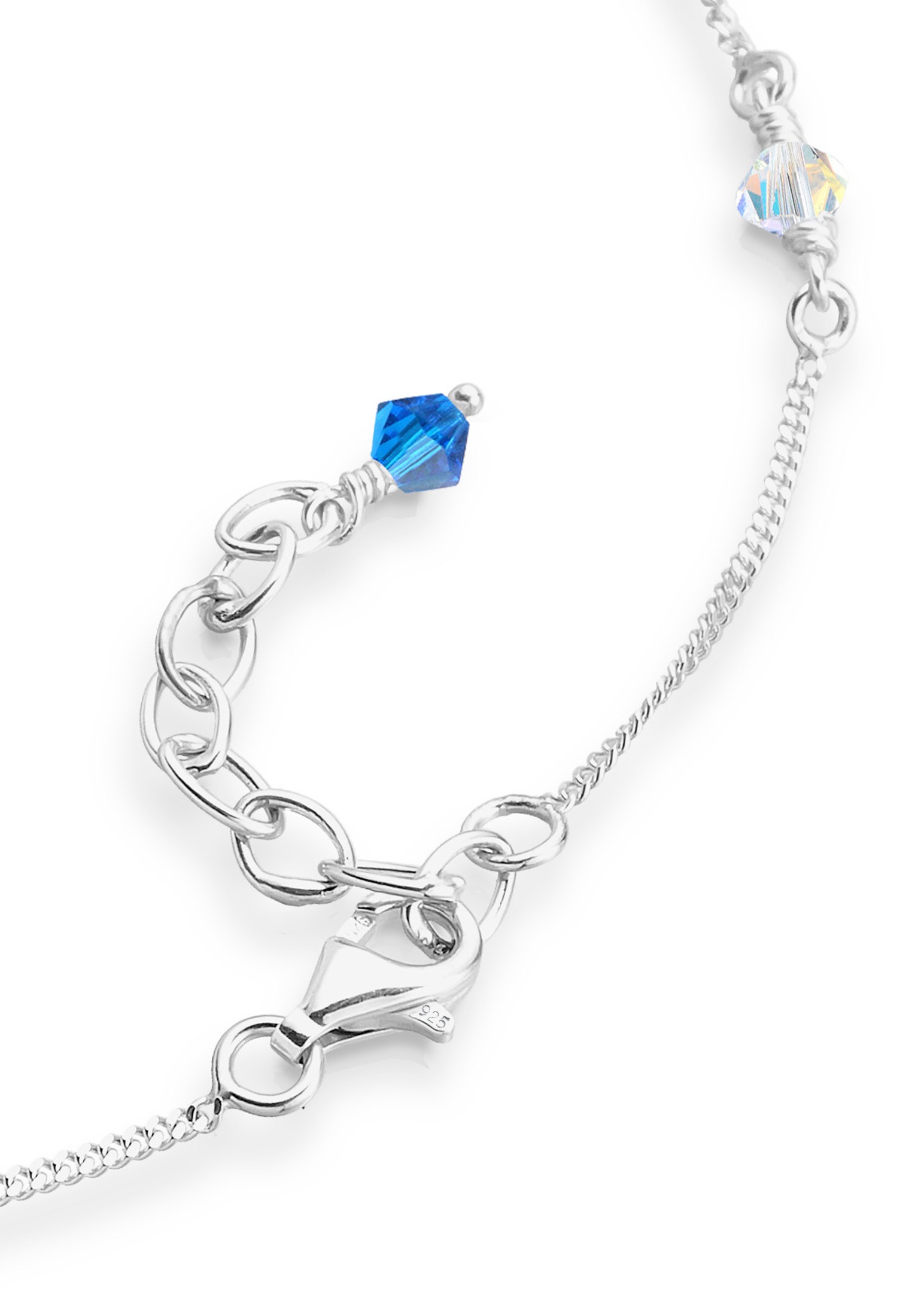 Elli Fußkette »Fußschmuck Basic Strand Bead Kristalle 925 Silber«