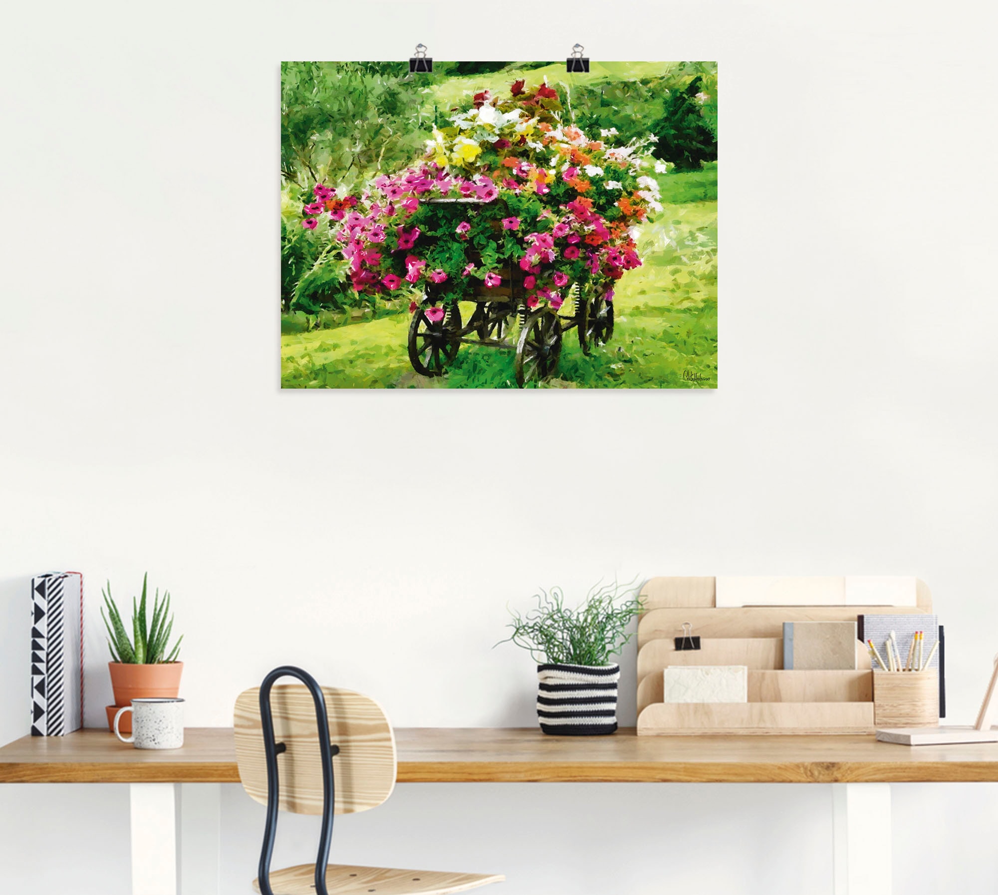 Artland Wandbild »Kutsche mit Blumen«, Blumenbilder, (1 St.), als Alubild, Outdoorbild, Leinwandbild, Poster in verschied. Größen