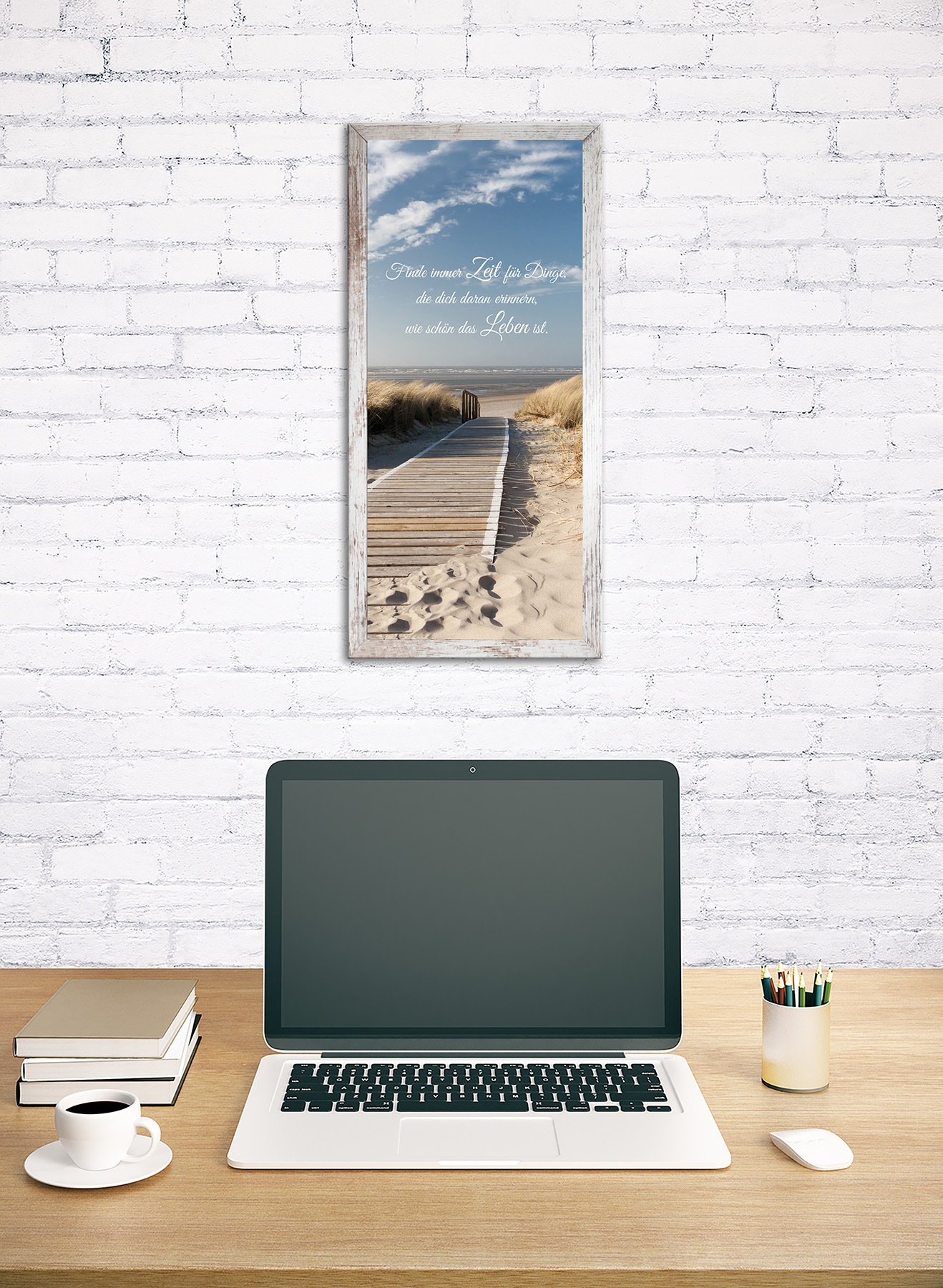 Bönninghoff Bild mit Rahmen »Wandbild gerahmt STRAND 23x49 cm – Natur Wanddeko modern« Meer | Sprüche & Texte | Strand 1 Stk. tlg. mit dekorativem Rahmen