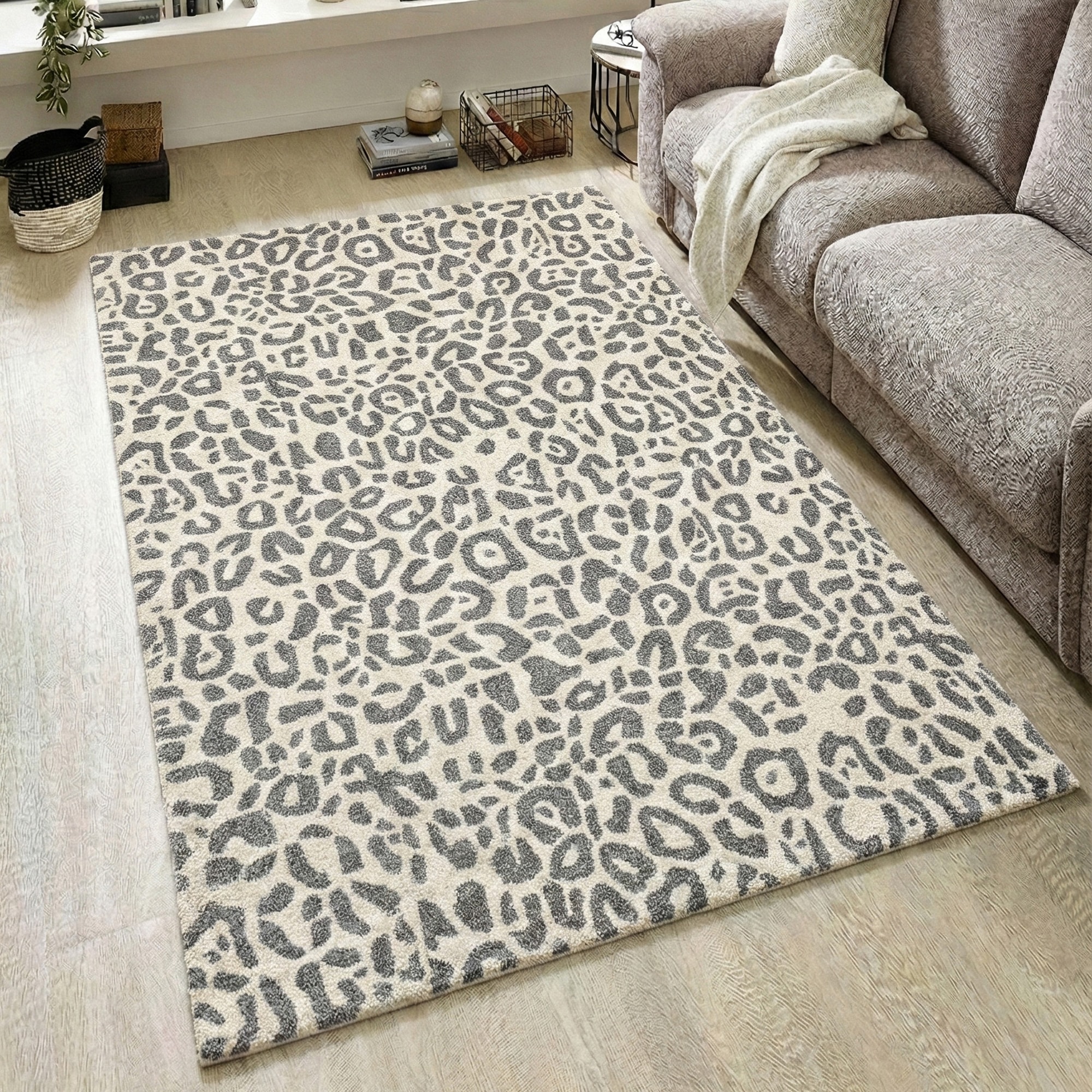 OTTO home Wollteppich »Gabbo Leo, Leopardenmuster, handgearbeitet« rechteckig 14 mm Höhe reine Wolle, Uni, Wohnzimmer, Schlafzimmer, Esszimmer