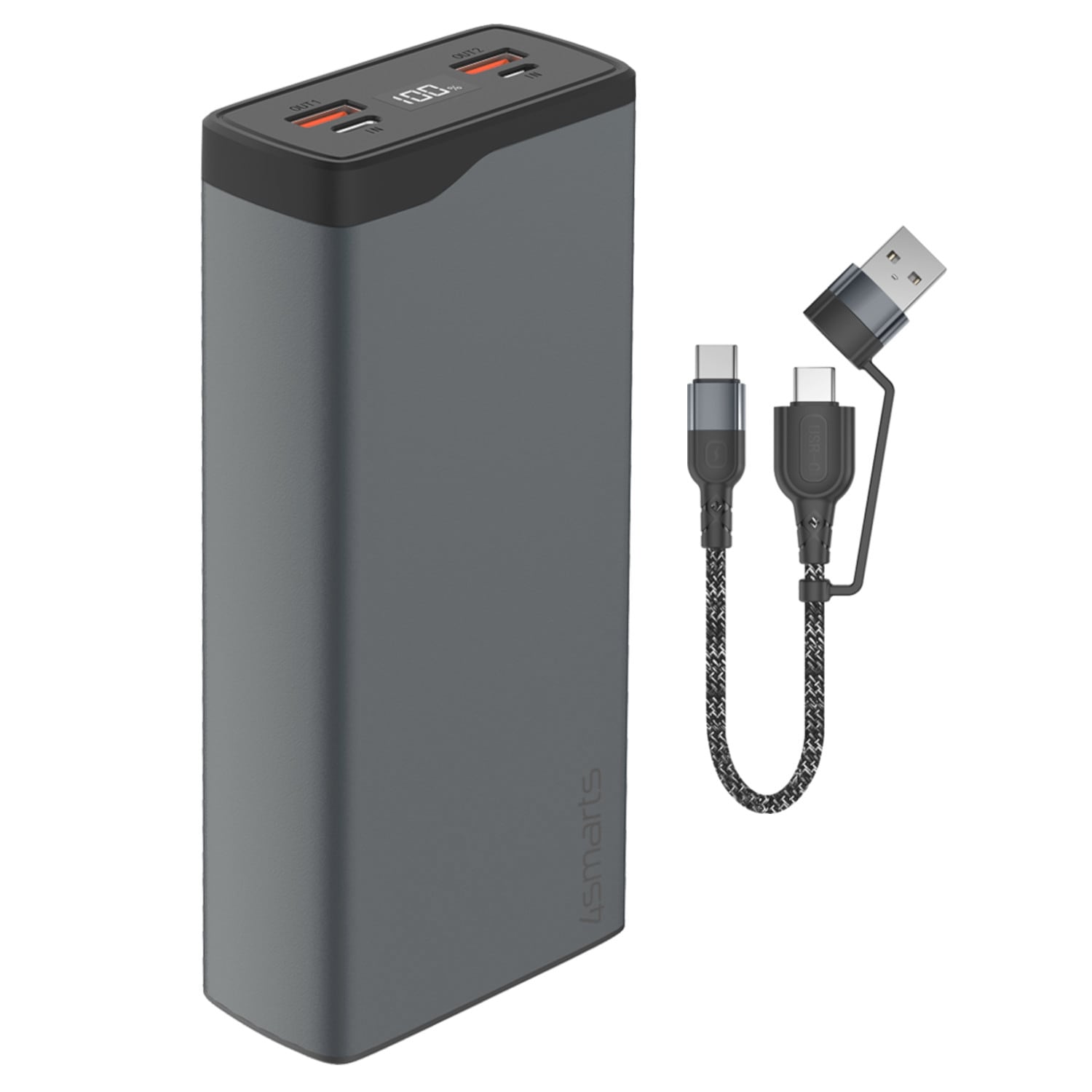 4smarts Powerbank »VoltHub Pro 26800mAh«, 4smarts Powerbank VoltHub Pro 26800mAh QuickCharge PD gunmetal, 10000 mAh