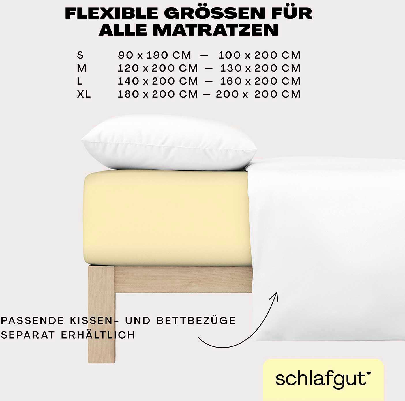 Schlafgut Spannbettlaken »EASY aus 100% Baumwolle, weich & saugfähig, Marken-Bettlaken«, für Matratzen bis 22 cm Höhe, in 90x200, 140x200 oder 180x200 cm