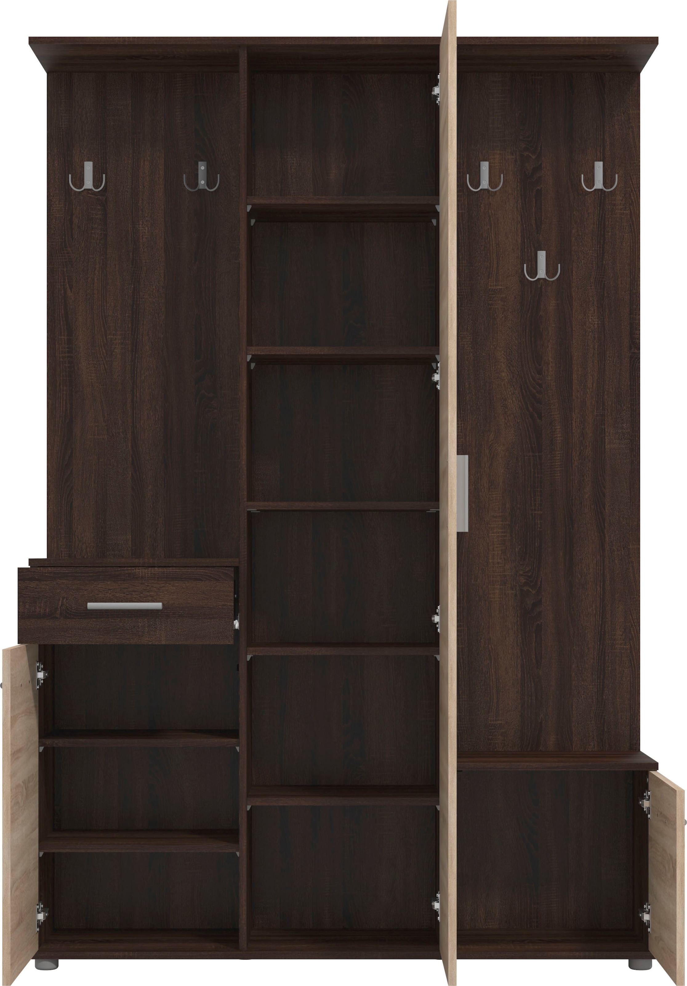 INOSIGN Kompaktgarderobe »Martin Flurgarderobe, Dielenschrank, Flurmöbel, Breite 134 cm«, Schuhschrank, mit Spiegel, in modernen Farben, mit 10 Haken