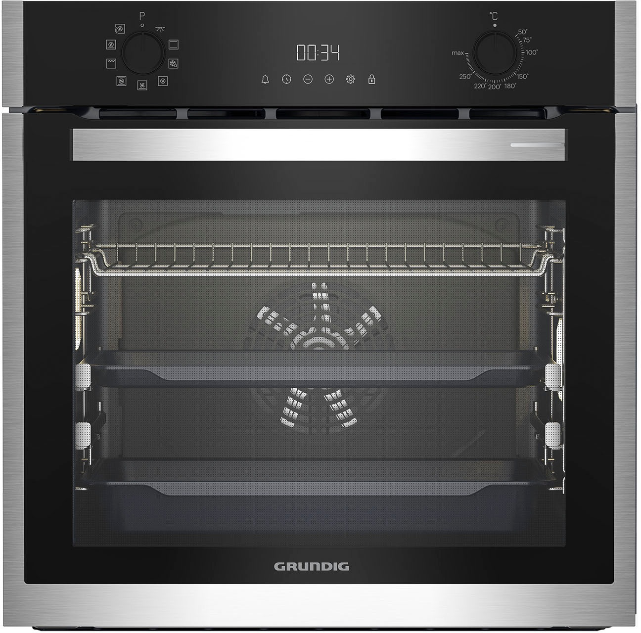 Grundig Einbaubackofen  »GEBM19301BC«, mit 2-fach-Teleskopauszug