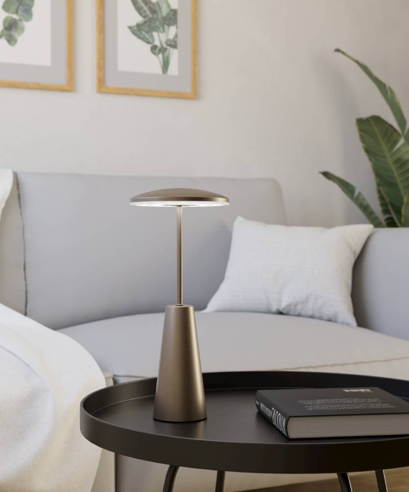 EGLO Tischleuchte »PICCOLA«, 1 flammig, Leuchtmittel LED-Modul | LED fest integriert, dimmbare Nachttischlampe, Metall in Bronze, Lampe für Balkon, IP54