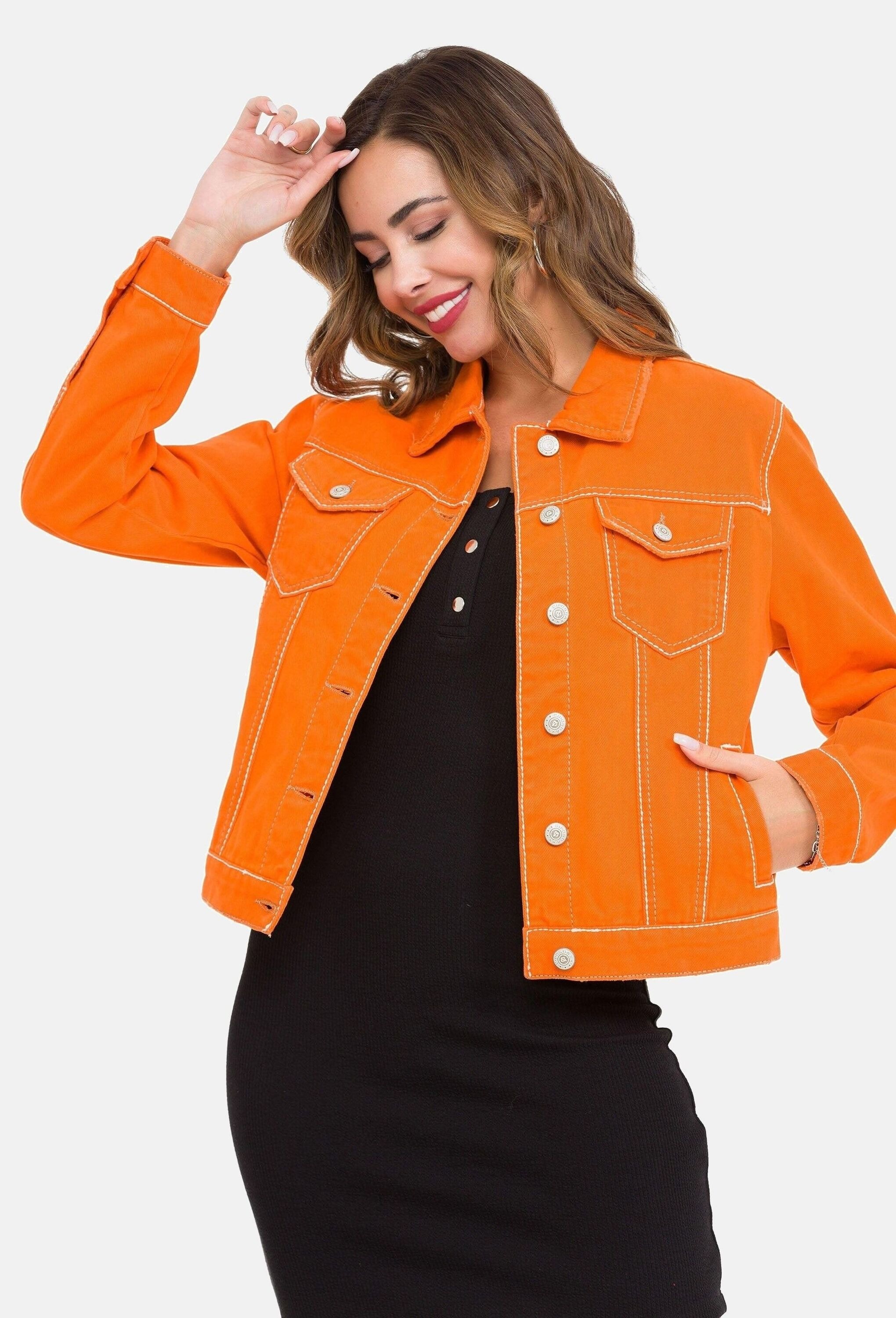 Cipo & Baxx Jeansjacke »Cipo & Baxx Jeansjacke« ohne Kapuze Mit praktischen Brusttaschen, WJ212