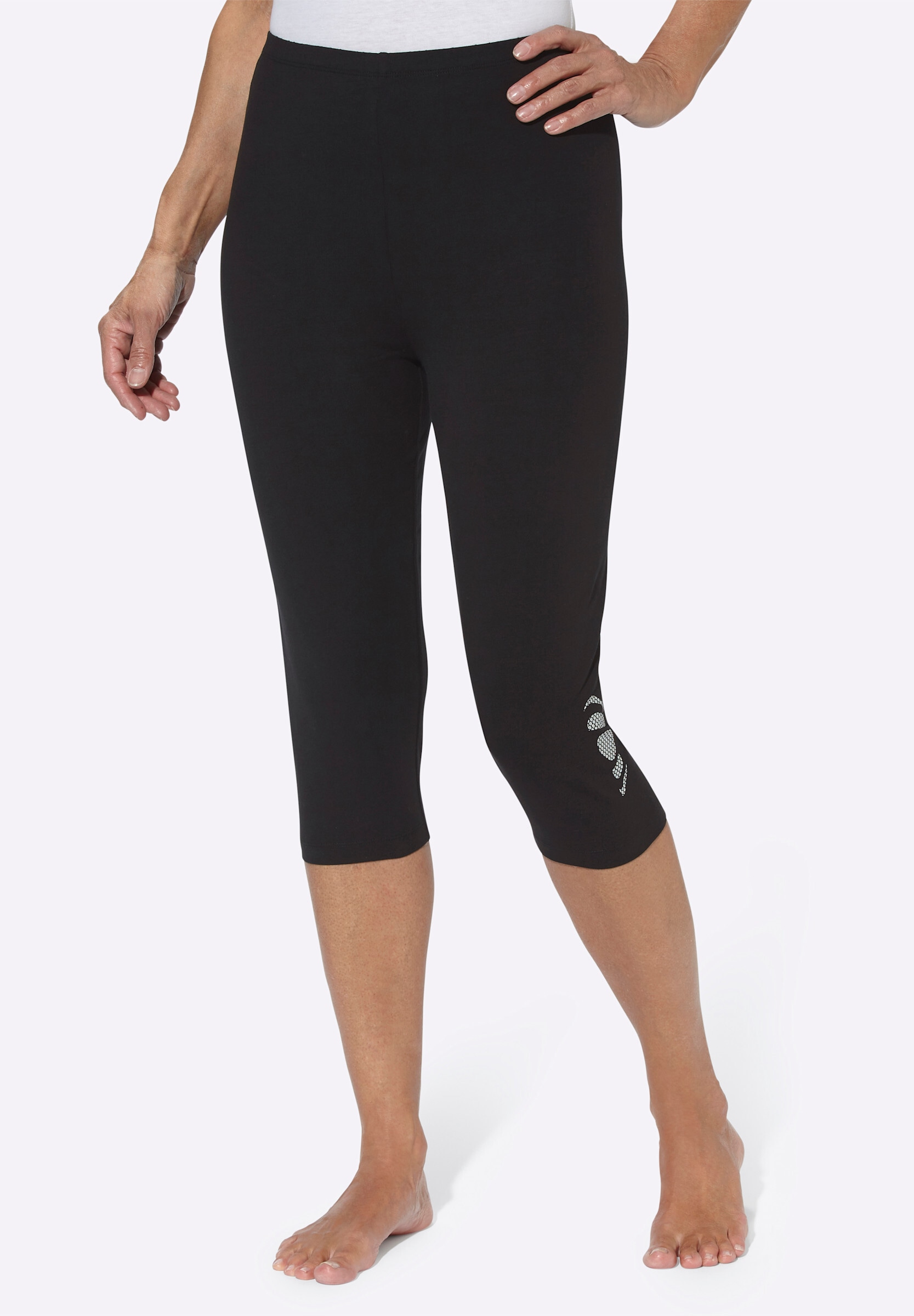 Sieh an! Caprihose »Capri-Leggings Caprileggings mit Glitzerdruck am Saum 2 Stück«