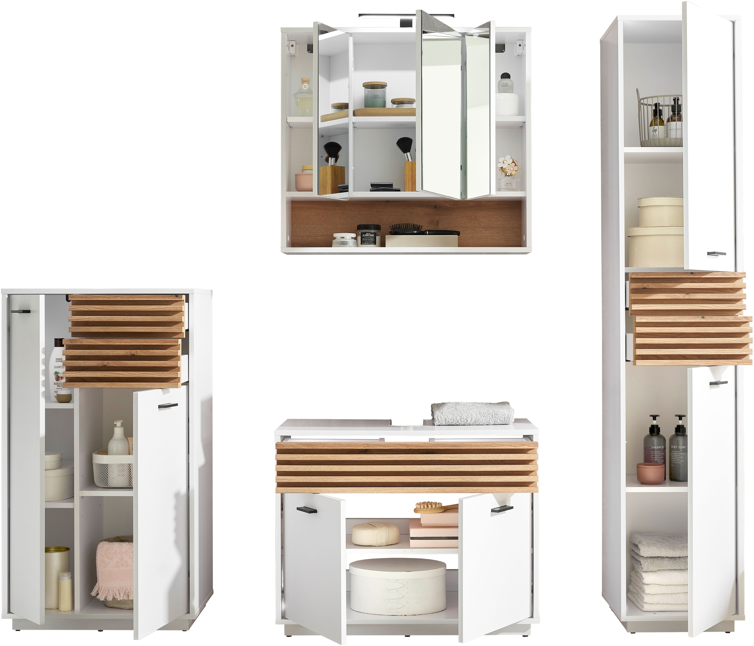 BASIC by Balculina Waschbeckenunterschrank »Liguria B/H/T 80x64x40 cm« 1 Stk. tlg. Breite 80cm, Unterflurauszug, FSC-Mix 70%