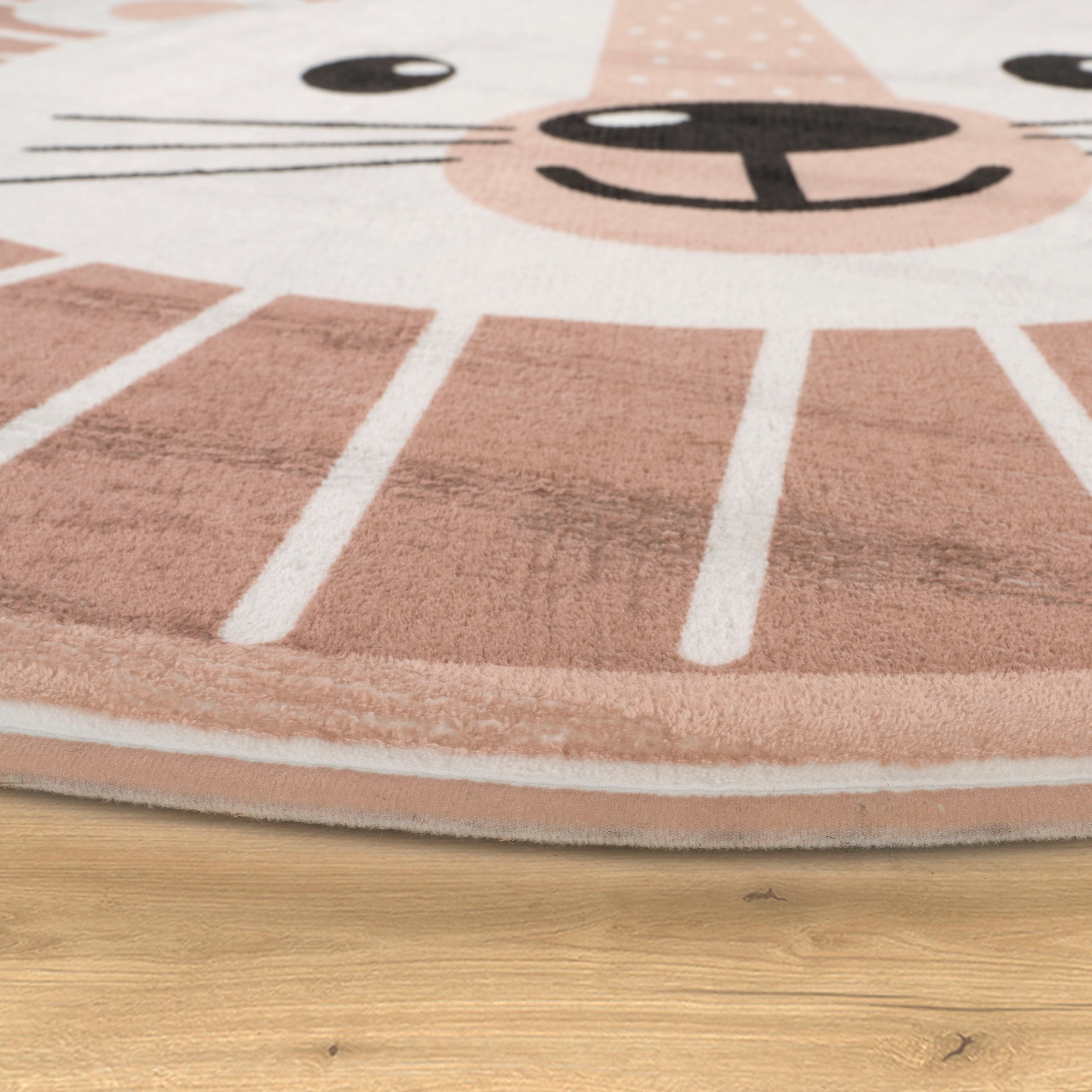 Paco Home Kinderteppich »Chicos 556«, rund, 2 mm Höhe, Flachgewebe, Motiv Löwe, Kinderzimmer