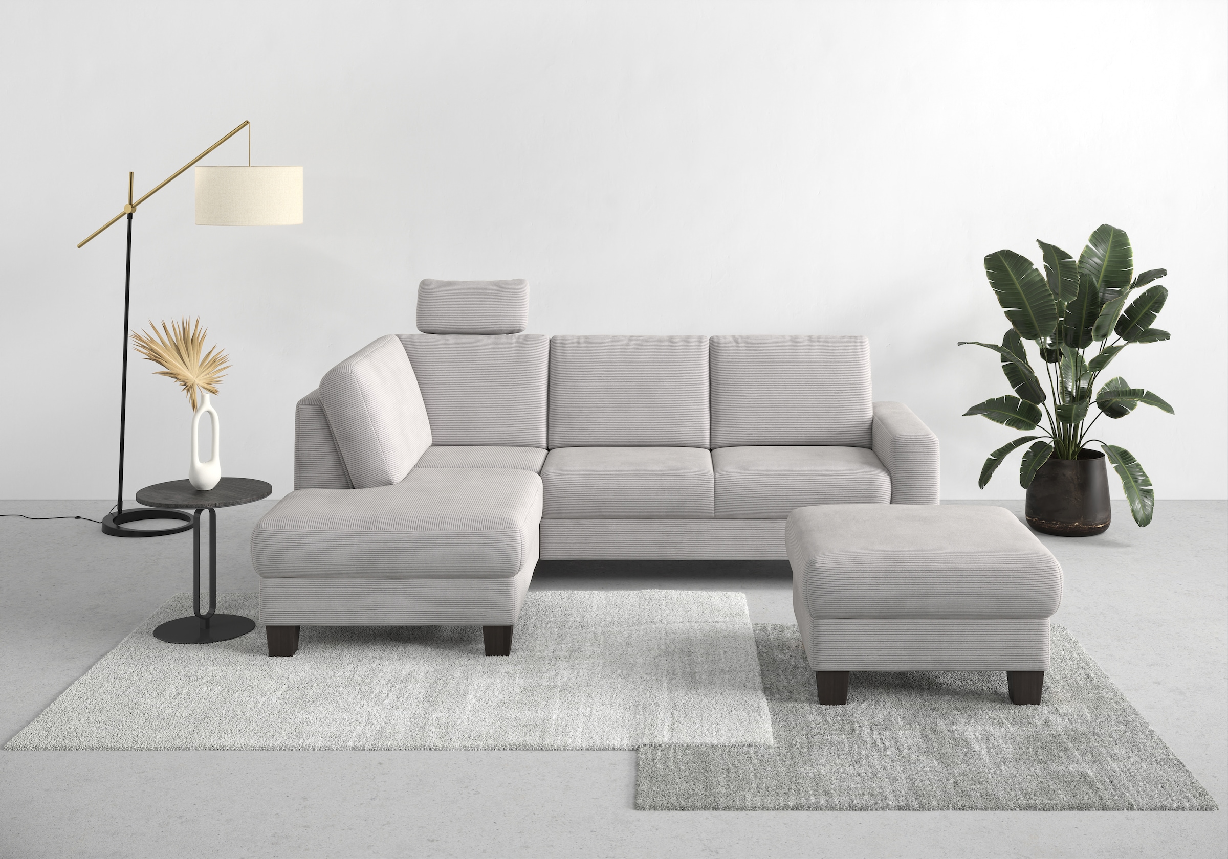 Home affaire Ecksofa »Summer L-Form« mit Ottomane, mit oder ohne Bettfunktion und Bettkasten, Cord-Bezug