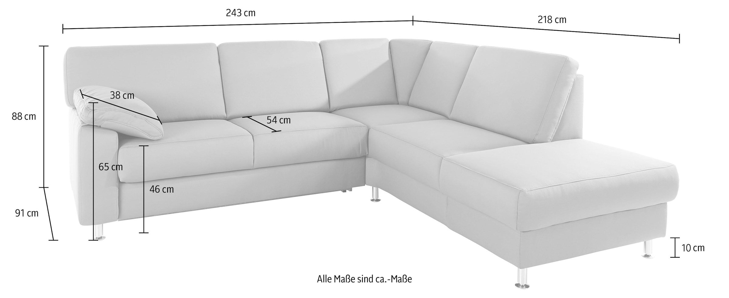 sit&more Ecksofa »Belfort L-Form« wahlweise mit Vorziehsitz und Bettkasten